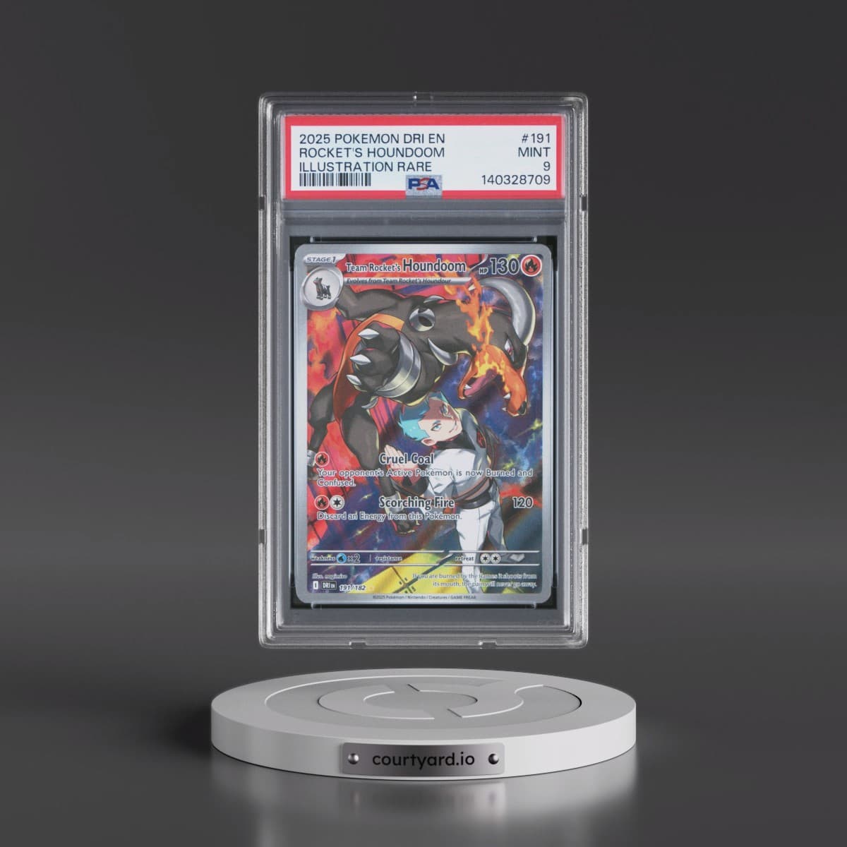 2025 Pokémon Dri EN-Destined Rivals #191 Team Rocket's Houndoom - Illustration Rare (PSA 9 MINT)