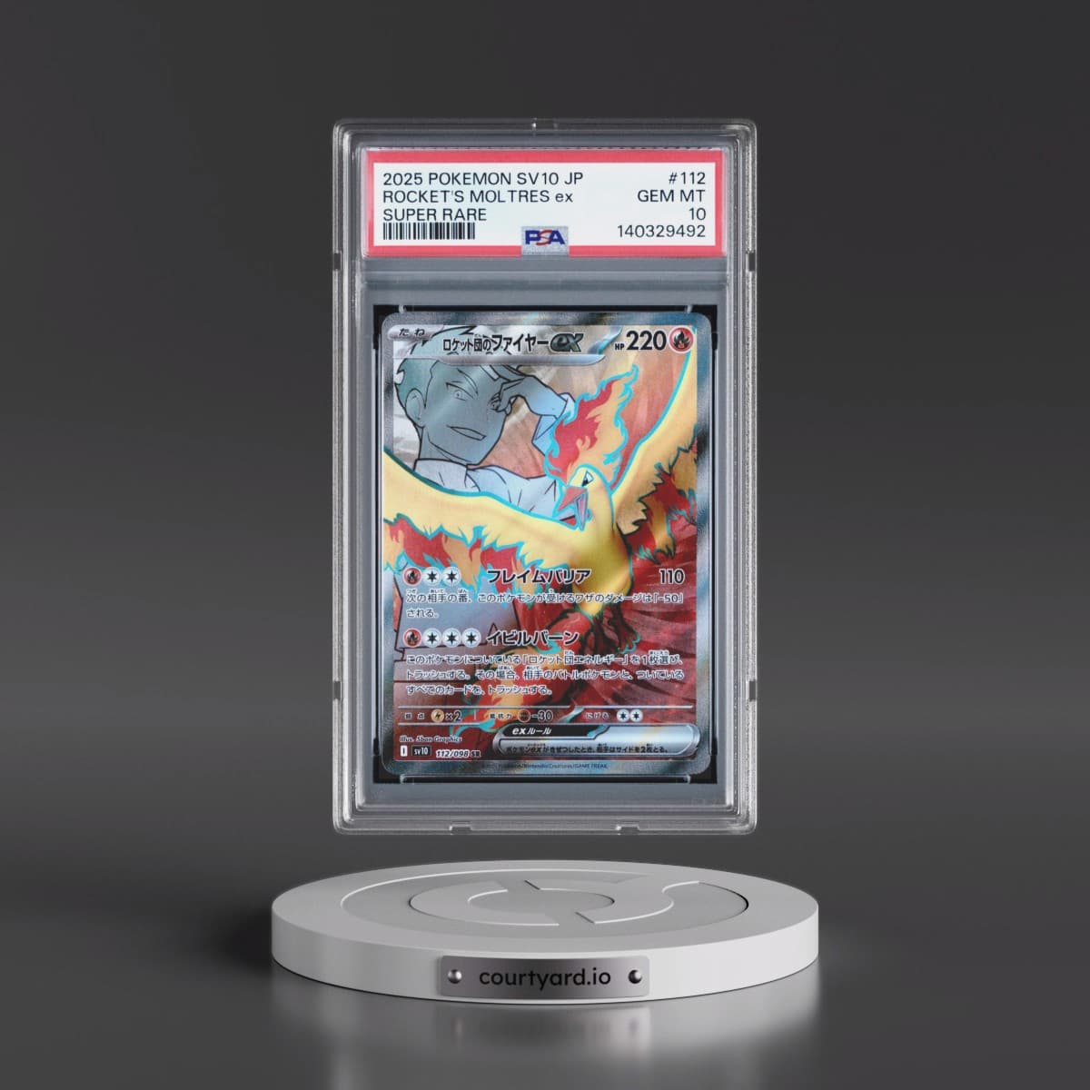 2025 Pokémon SV10-Glory of Team Rocket #112 Team Rocket's Moltres EX - Holo Super Rare (PSA 10 GEM MINT)