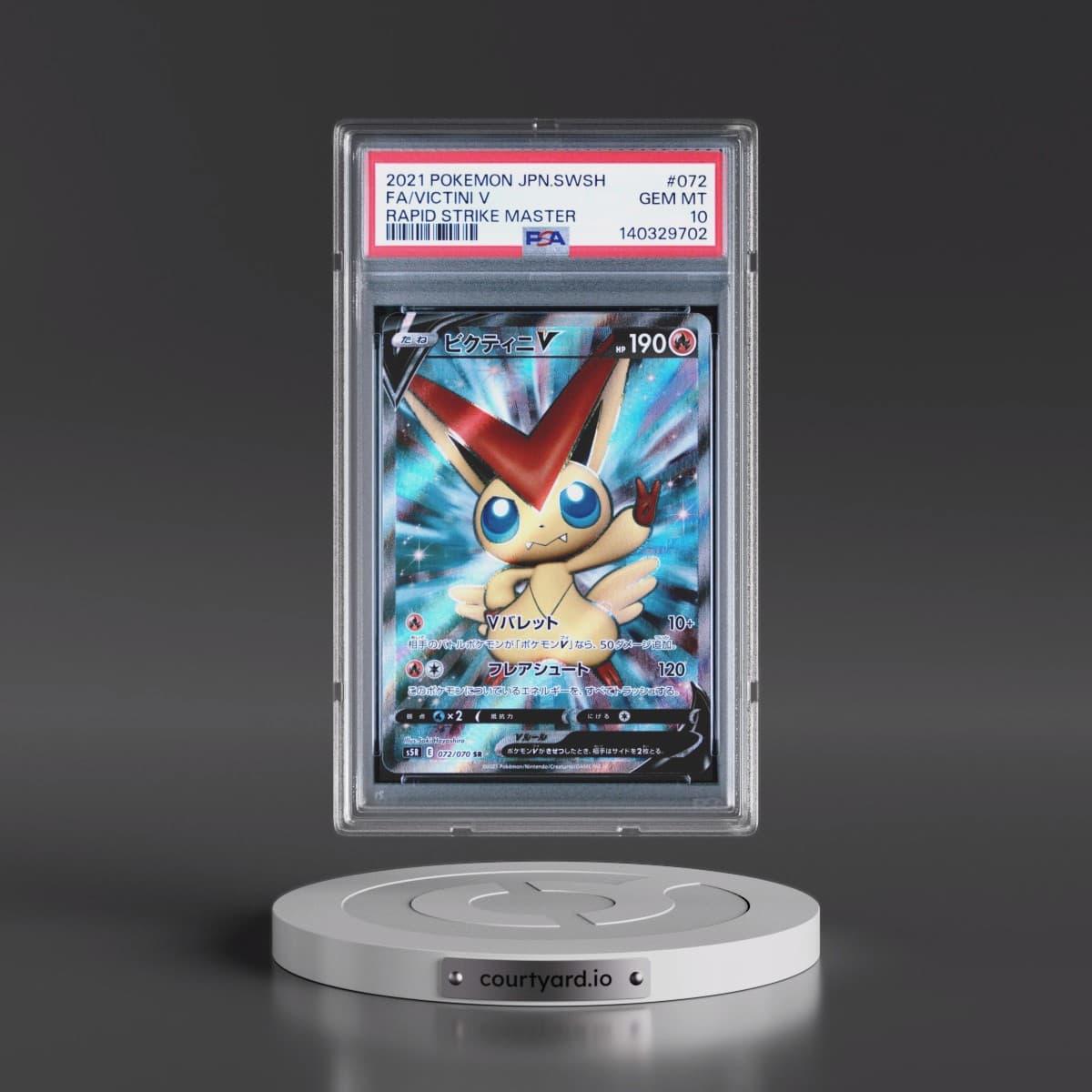 2021 Pokémon Sword & Shield Rapid Strike Master #072 Victini V - Holo Full Art (PSA 10 GEM MINT)