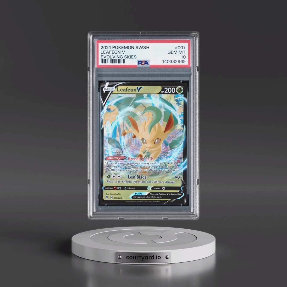 2021 Pokémon Sword & Shield Evolving Skies #007 Leafeon V - Holo (PSA 10 GEM MINT)