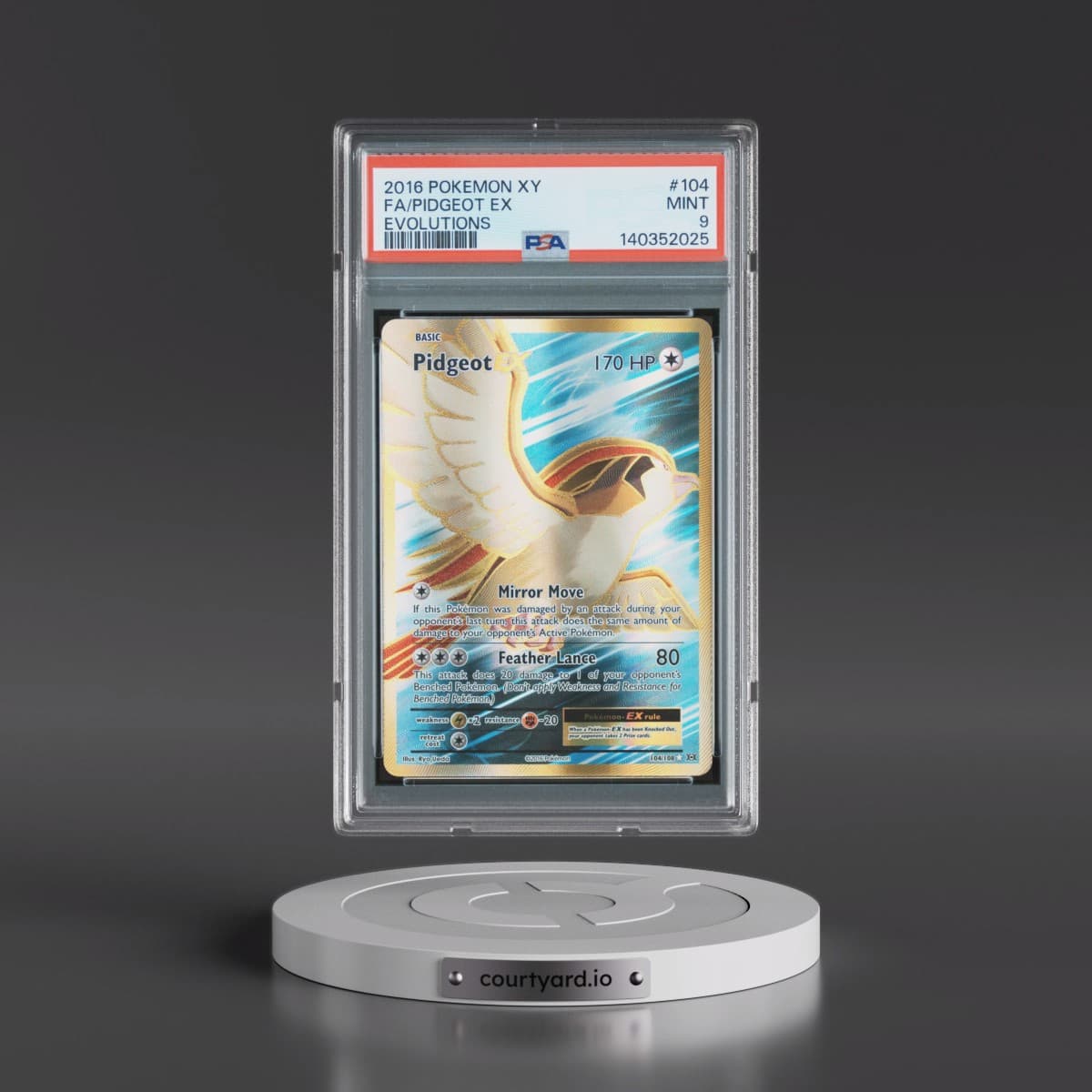 2016 Pokémon XY Evolutions #104 Pidgeot EX - Holo Full Art (PSA 9 MINT)