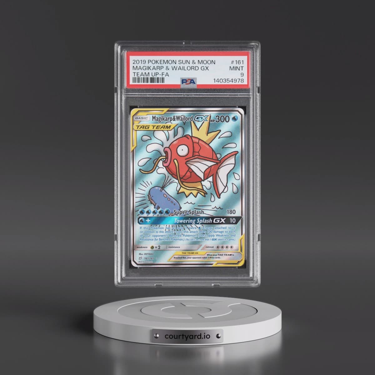 2019 Pokémon Sun & Moon Team Up #161 Magikarp & Wailord GX - Holo Full Art (PSA 9 MINT)