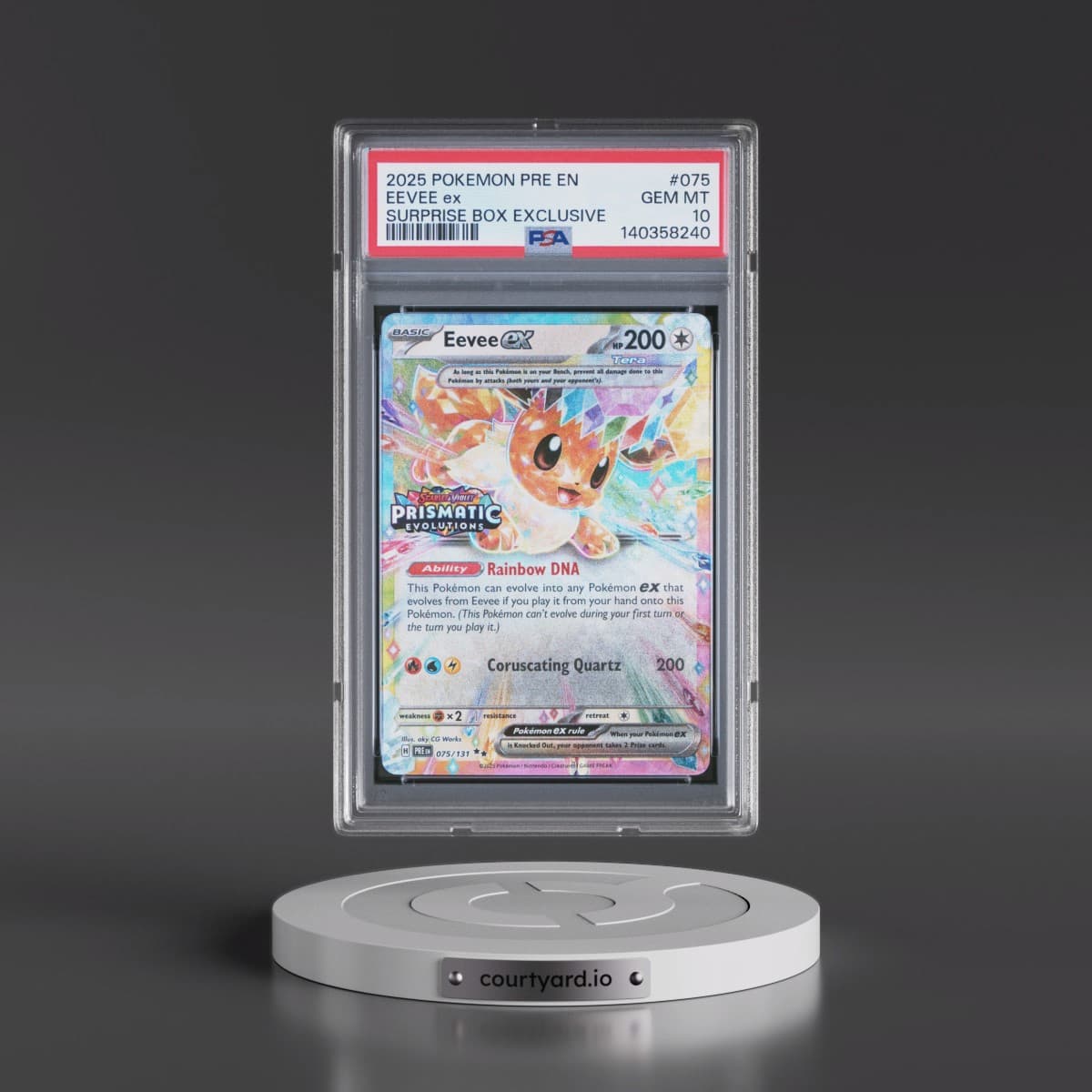 2025 Pokémon Pre EN-Prismatic Evolutions #075 Eevee EX - Holo Surprise Box Exclusive (PSA 10 GEM MINT)