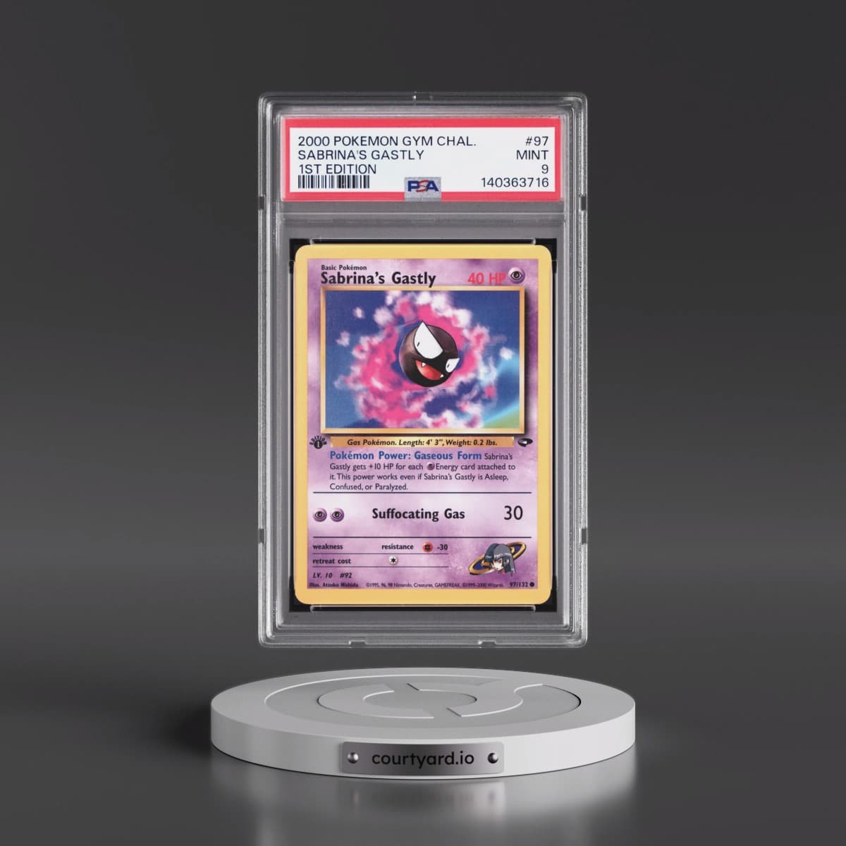 2000 Pokémon Gym Challenge #97 Sabrina's Gastly - 1st Edition (PSA 9 MINT)