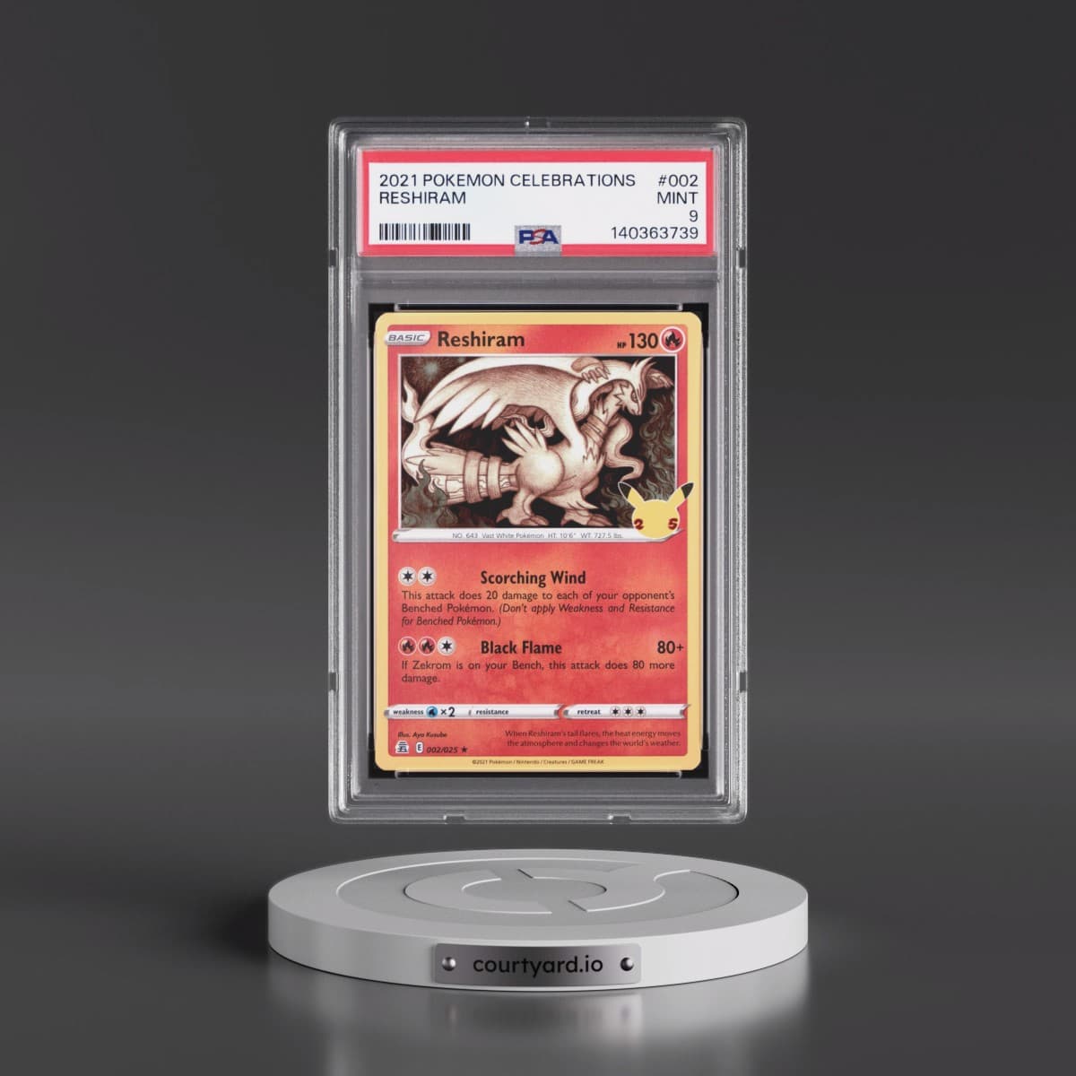 2021 Pokémon Celebrations #002 Reshiram (PSA 9 MINT)