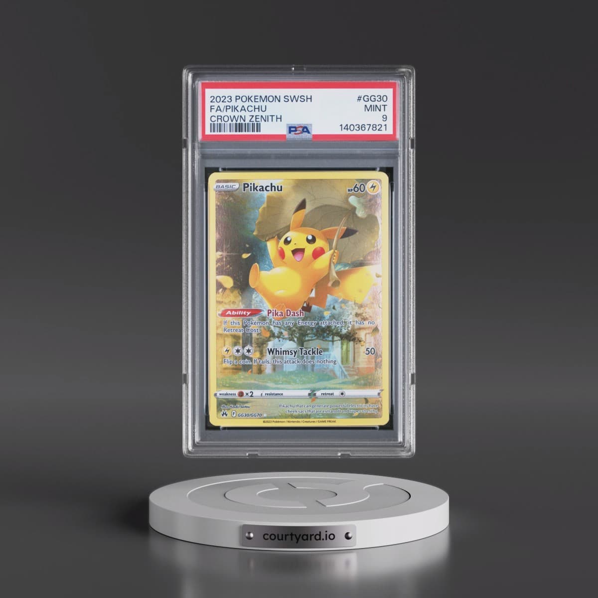 2023 Pokémon Sword and Shield Crown Zenith #GG30 Pikachu - Full Art (PSA 9 MINT)