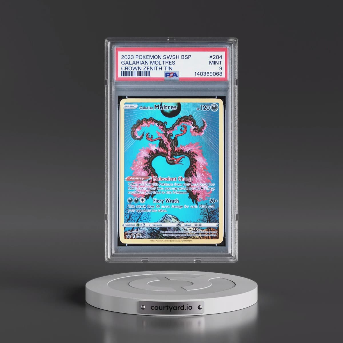 2023 Pokémon Swsh Black Star Promo #284 Galarian Moltres - Crown Zenith Tins (PSA 9 MINT)
