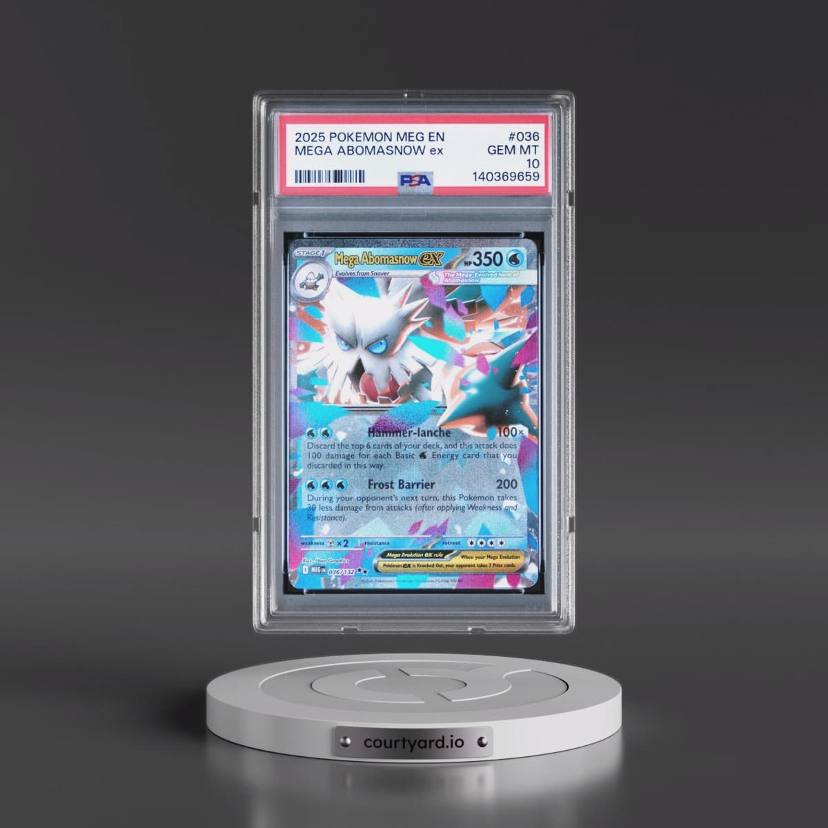 2025 Pokémon Meg EN-Mega Evolution #036 Mega Abomasnow EX - Holo (PSA 10 GEM MINT)