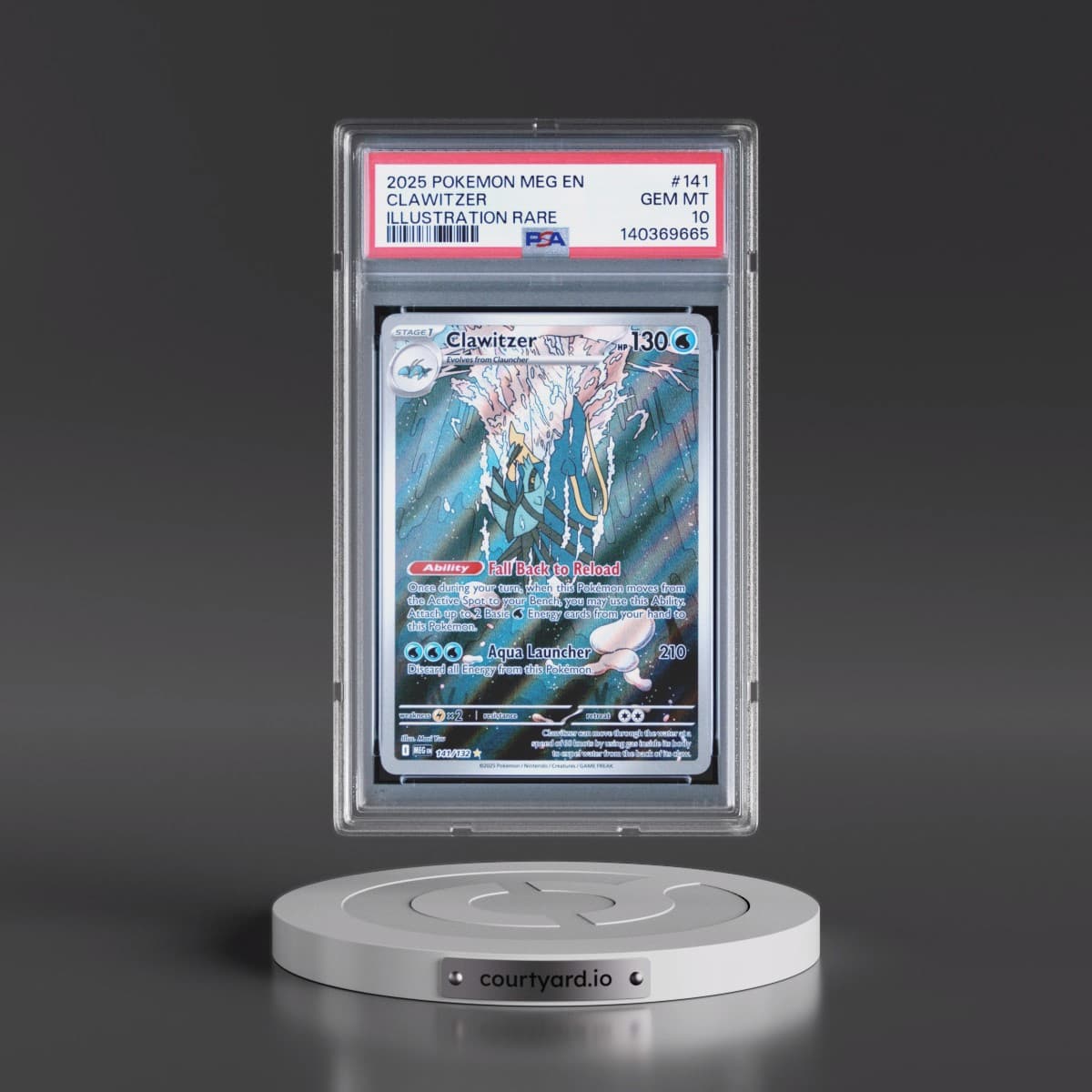 2025 Pokémon Meg EN-Mega Evolution #141 Clawitzer - Illustration Rare (PSA 10 GEM MINT)
