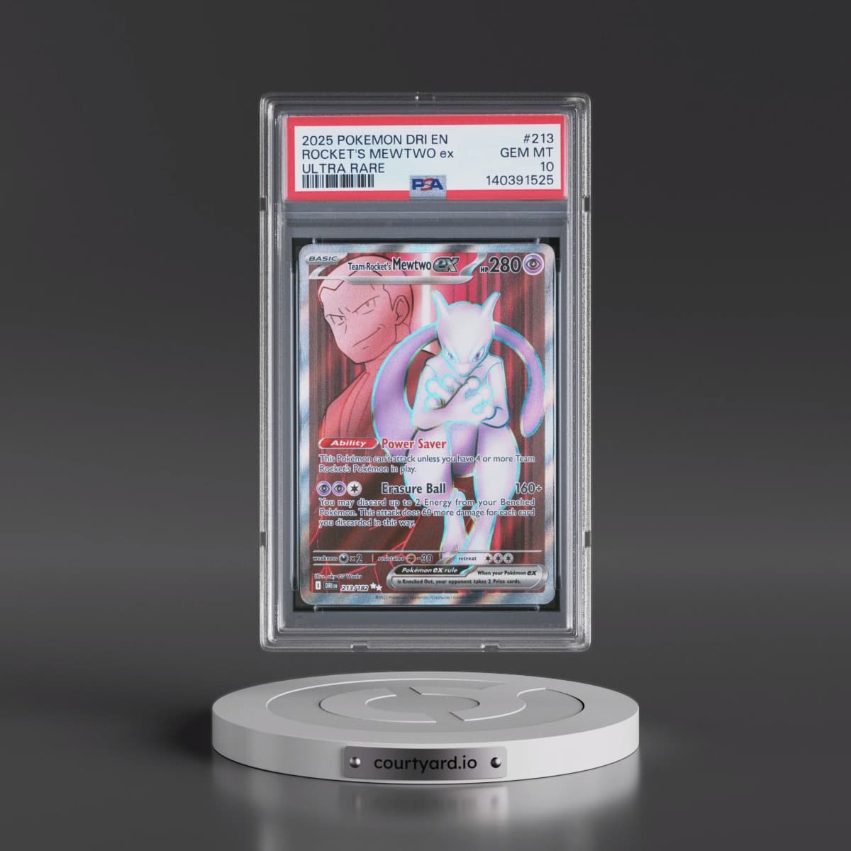 2025 Pokémon Dri EN-Destined Rivals #213 Team Rocket's Mewtwo EX - Holo Ultra Rare (PSA 10 GEM MINT)