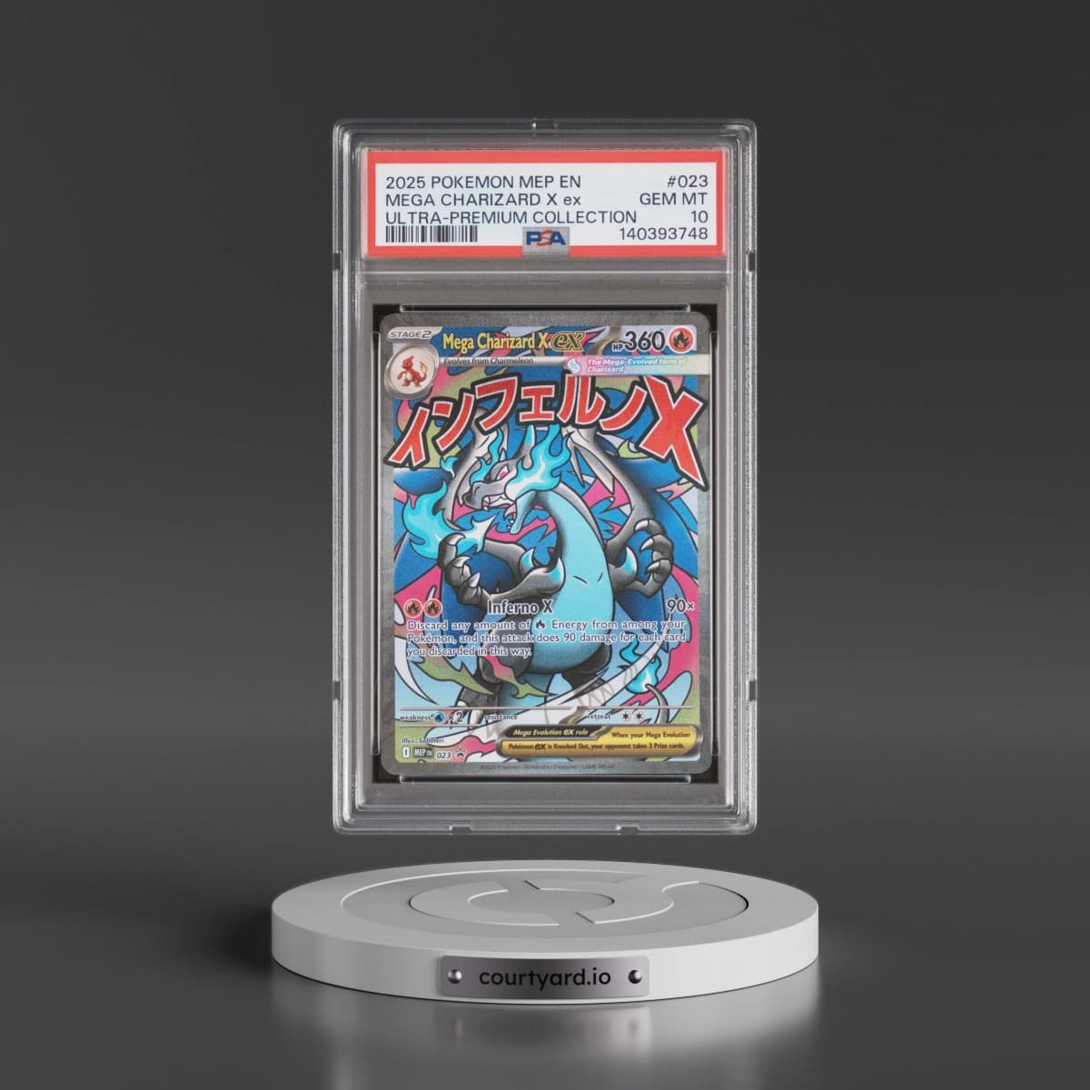 2025 Pokémon Mep EN-Me Black Star Promo #023 Mega Charizard X EX - Holo Mega Charizard X EX Ultra-Premium Collection (PSA 10 GEM MINT)