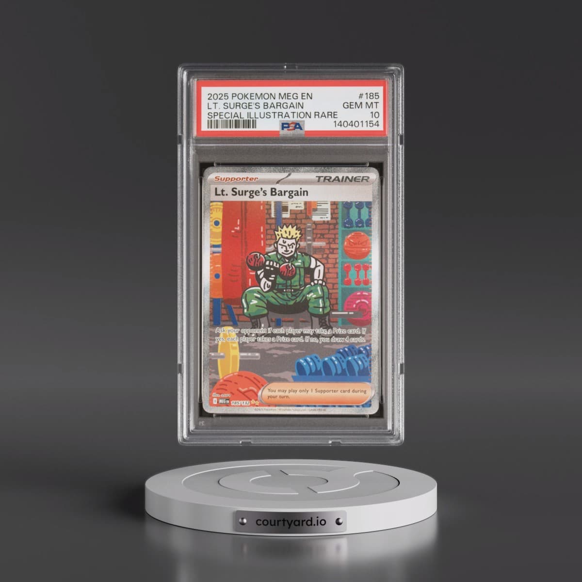 2025 Pokémon Meg EN-Mega Evolution #185 LT. Surge's Bargain - Special Illustration Rare (PSA 10 GEM MINT)