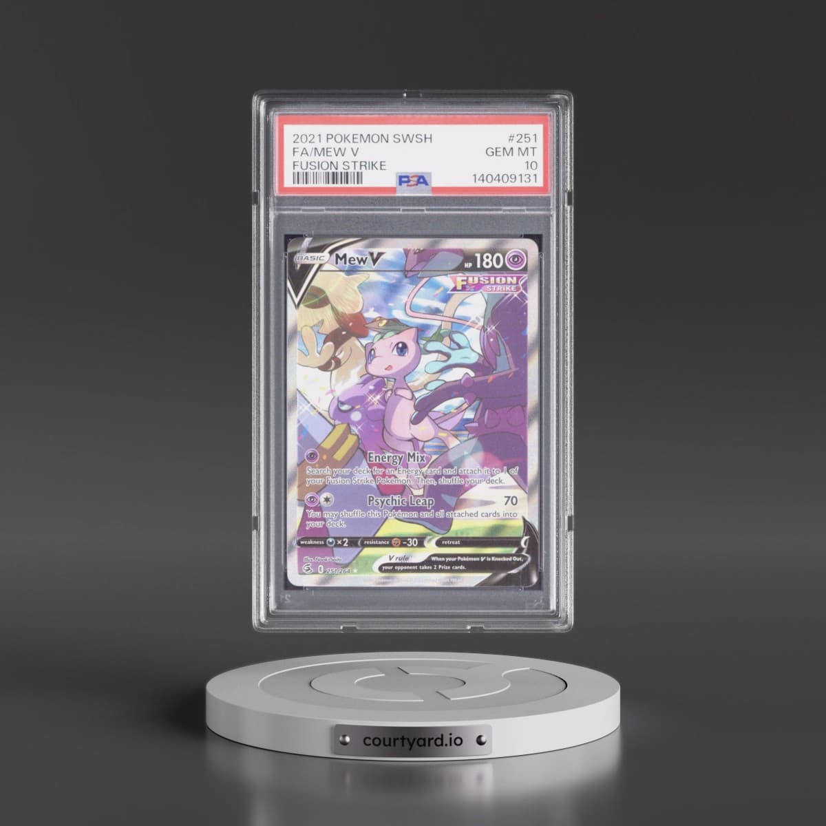 2021 Pokémon Sword & Shield Fusion Strike #251 Mew V - Holo Full Art (PSA 10 GEM MINT)