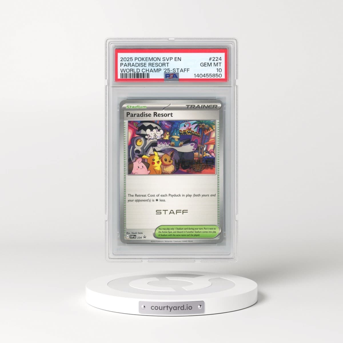 2025 Pokémon Svp EN-SV Black Star Promo #224 Paradise Resort - World Championships 2025-Staff (PSA 10 GEM MINT)