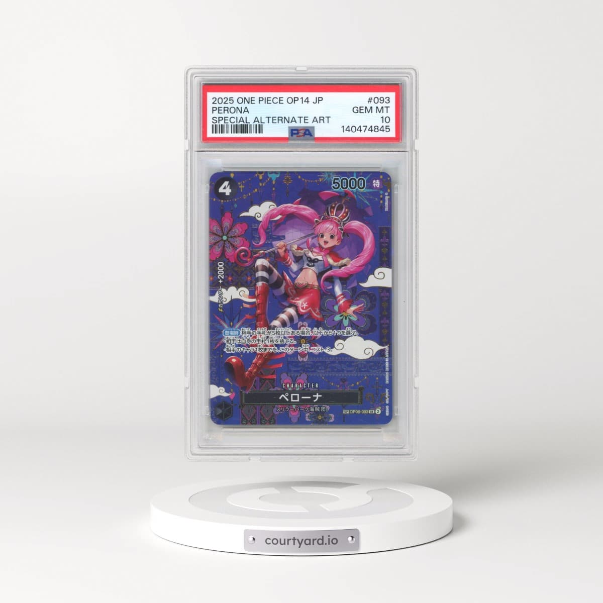 2025 One Piece Japanese OP14-the Azure Sea's Seven #093 Perona - Special Alternate Art (PSA 10 GEM MINT)
