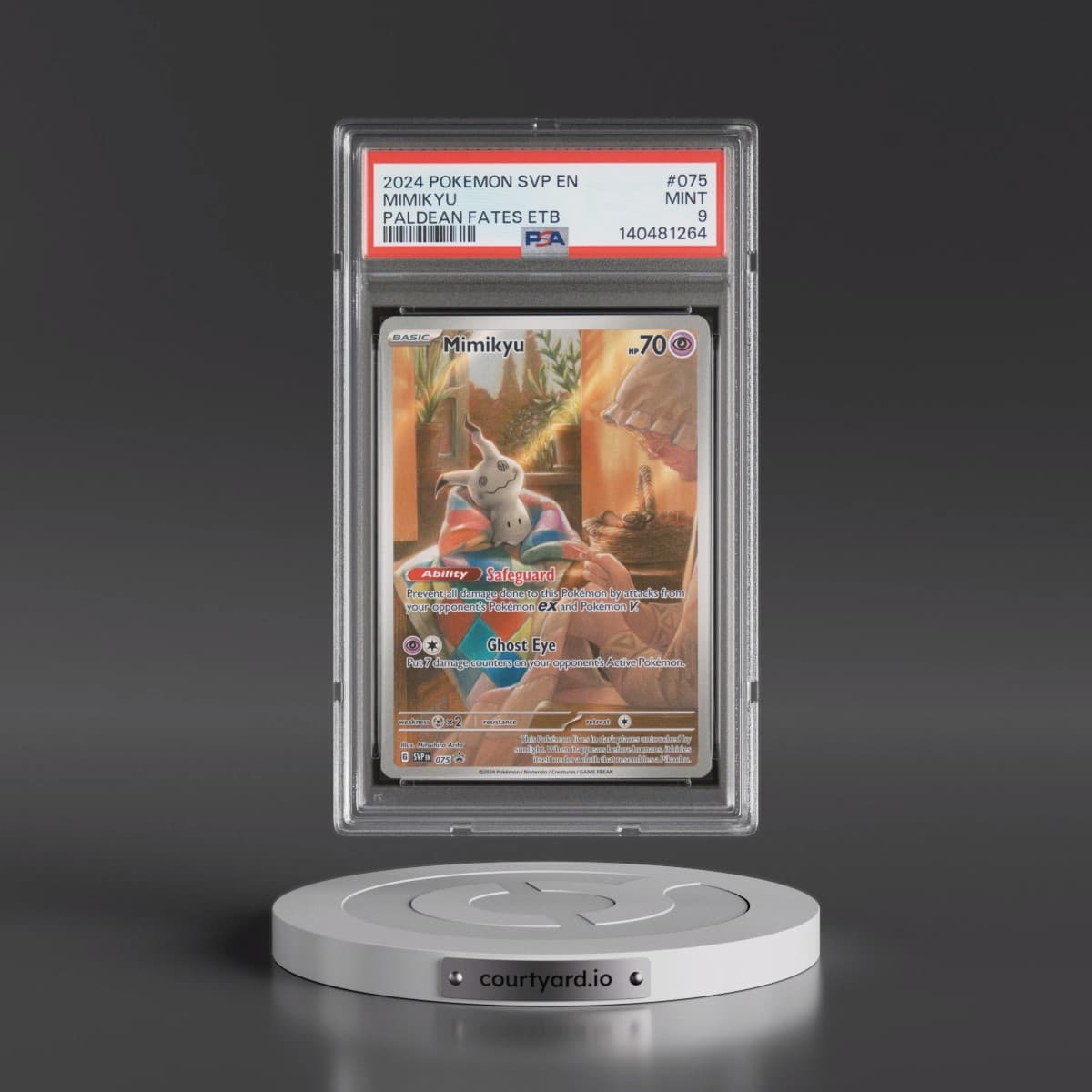 2024 Pokémon Svp EN-SV Black Star Promo #075 Mimikyu - Paldean Fates Elite Trainer Box (PSA 9 MINT)