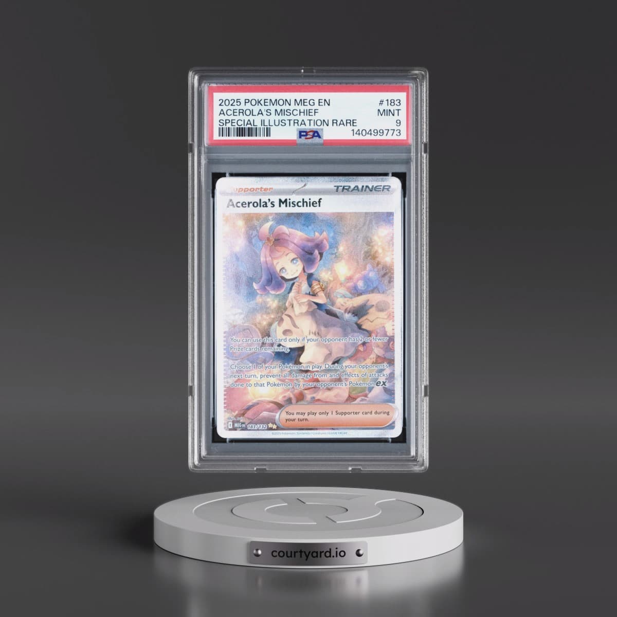 2025 Pokémon Meg EN-Mega Evolution #183 Acerola's Mischief - Special Illustration Rare (PSA 9 MINT)