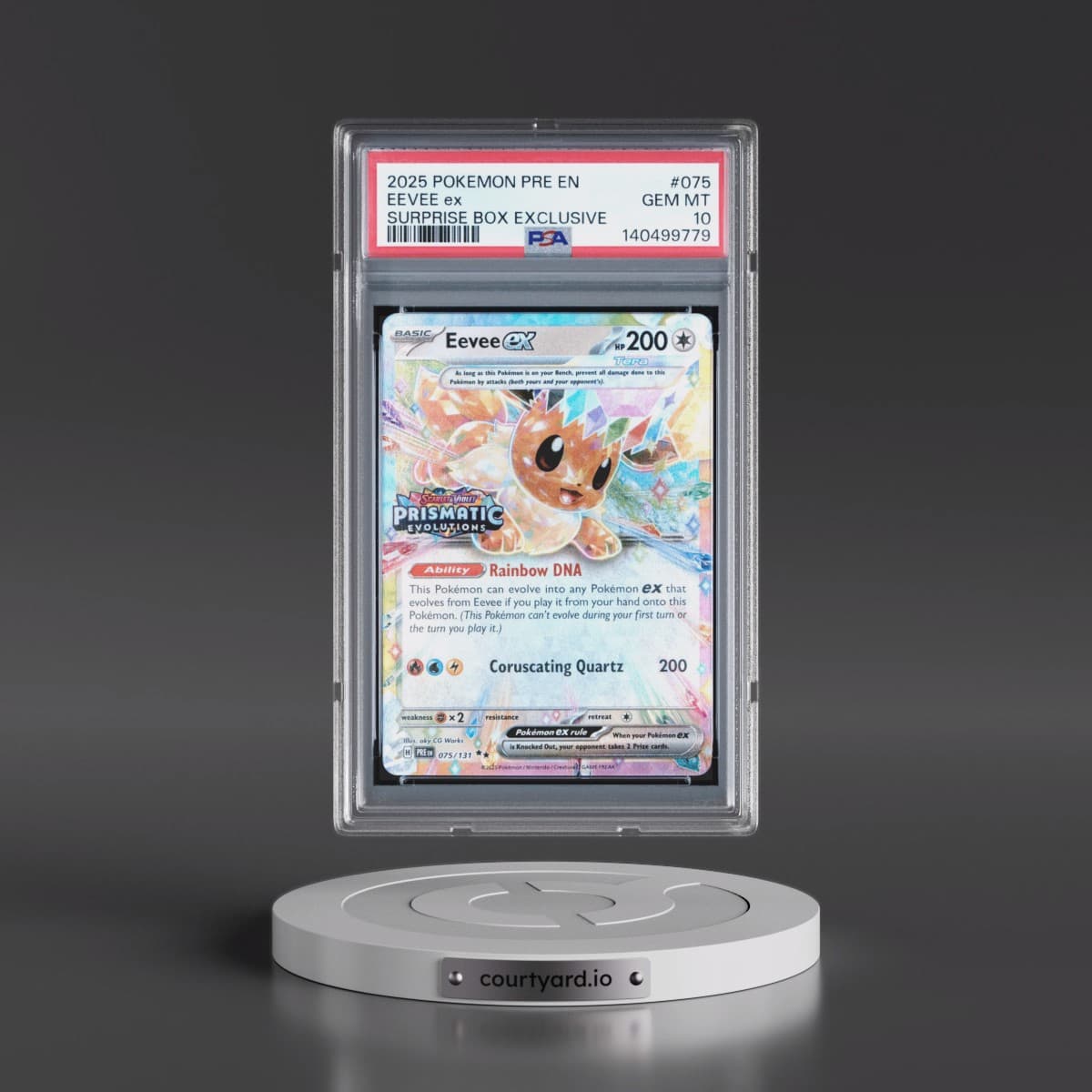 2025 Pokémon Pre EN-Prismatic Evolutions #075 Eevee EX - Holo Surprise Box Exclusive (PSA 10 GEM MINT)