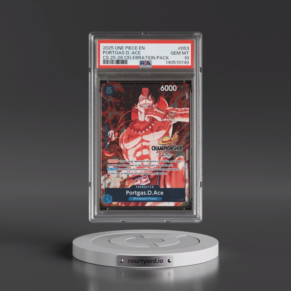 2025 One Piece Championship 2025-26 Celebration Pack #053 Portgas D. Ace (PSA 10 GEM MINT)