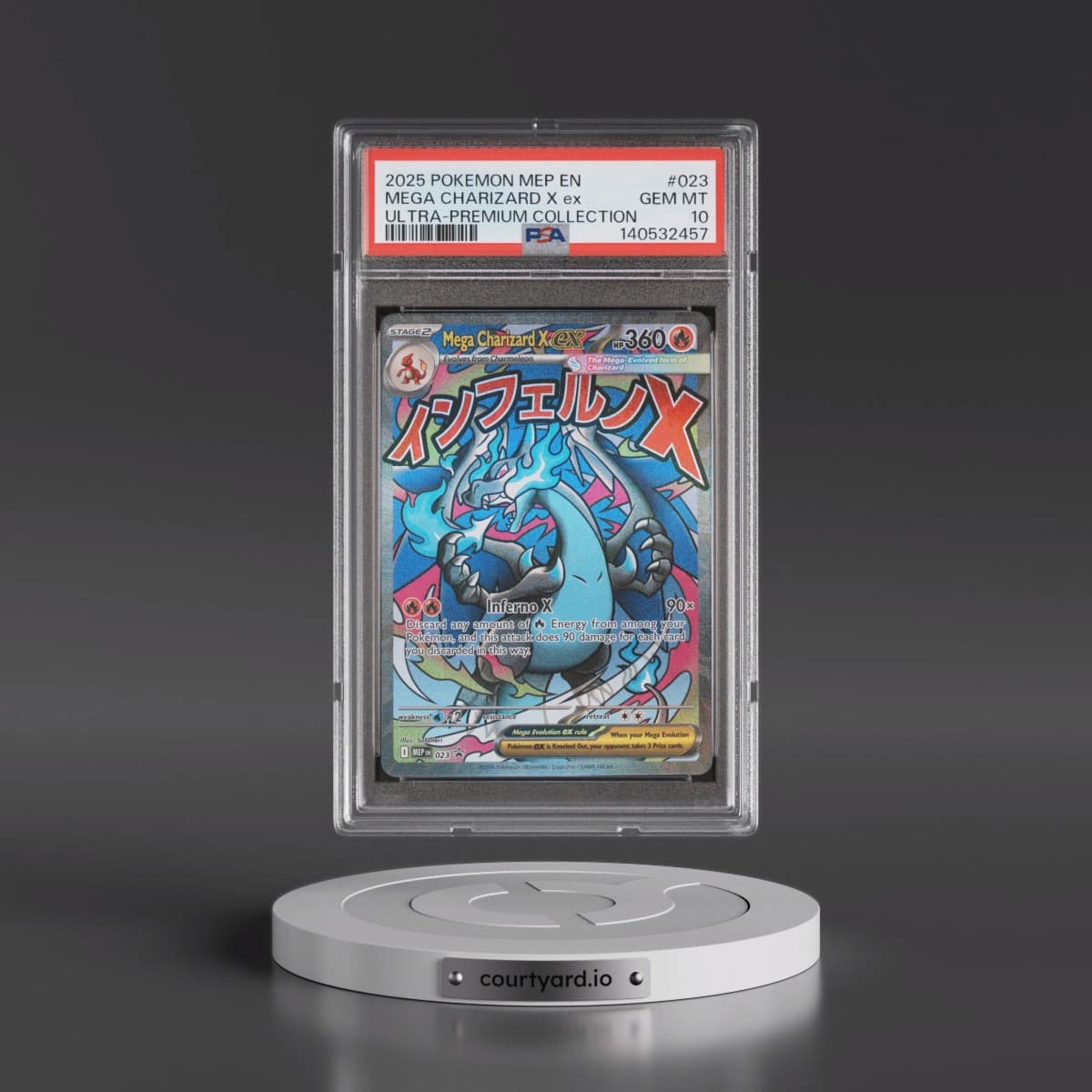 2025 Pokémon Mep EN-Me Black Star Promo #023 Mega Charizard X EX - Holo Mega Charizard X EX Ultra-Premium Collection (PSA 10 GEM MINT)