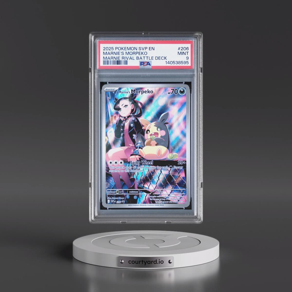 2025 Pokémon Svp EN-SV Black Star Promo #206 Marnie's Morpeko - Marnie Rival Battle Deck (PSA 9 MINT)
