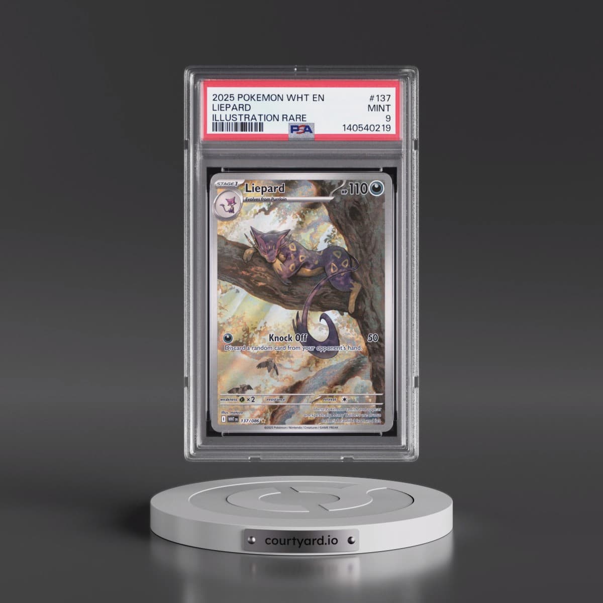 2025 Pokémon Wht EN-White Flare #137 Liepard - Illustration Rare (PSA 9 MINT)