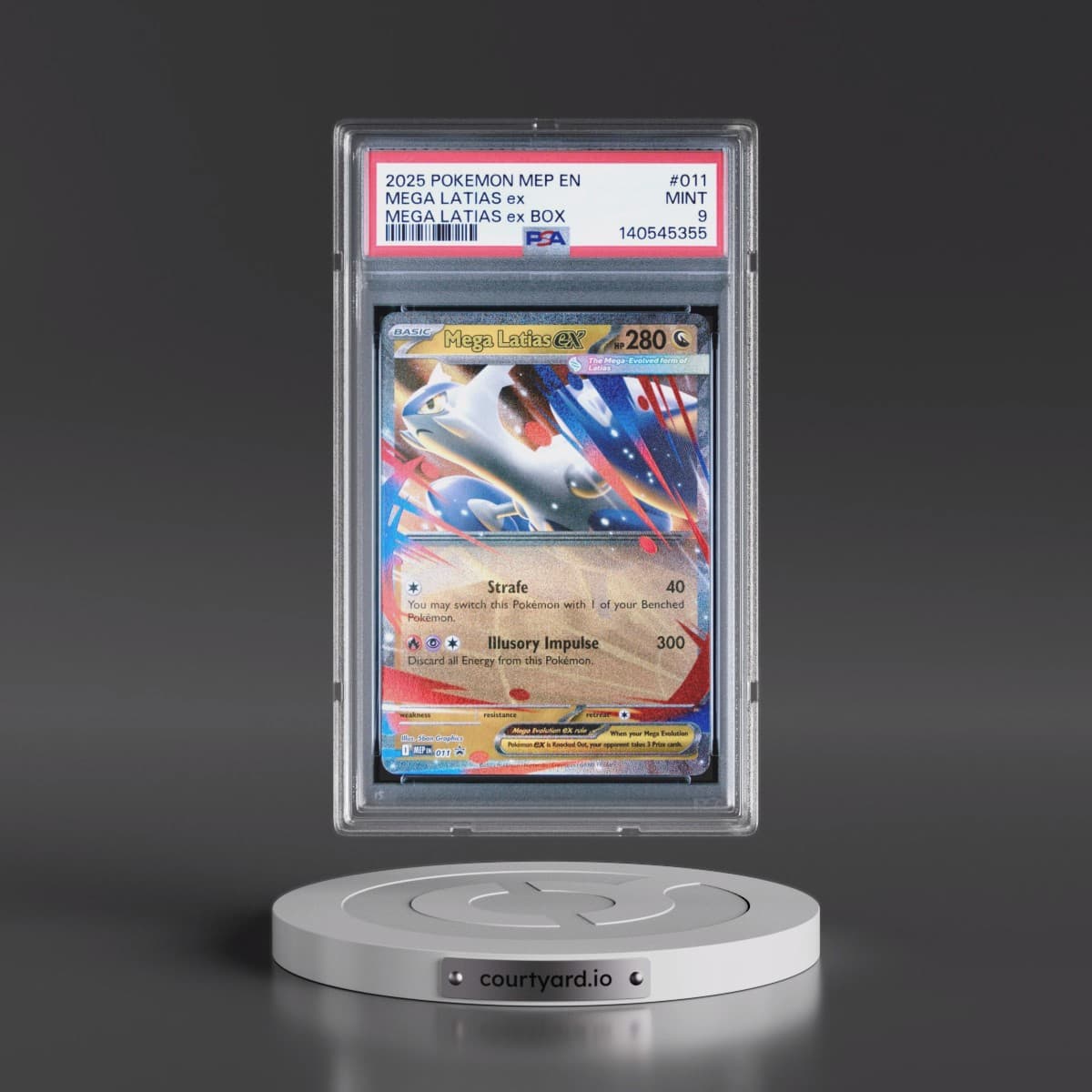 2025 Pokémon Mep EN-Me Black Star Promo #011 Mega Latias EX - Holo Mega Latias EX Box (PSA 9 MINT)