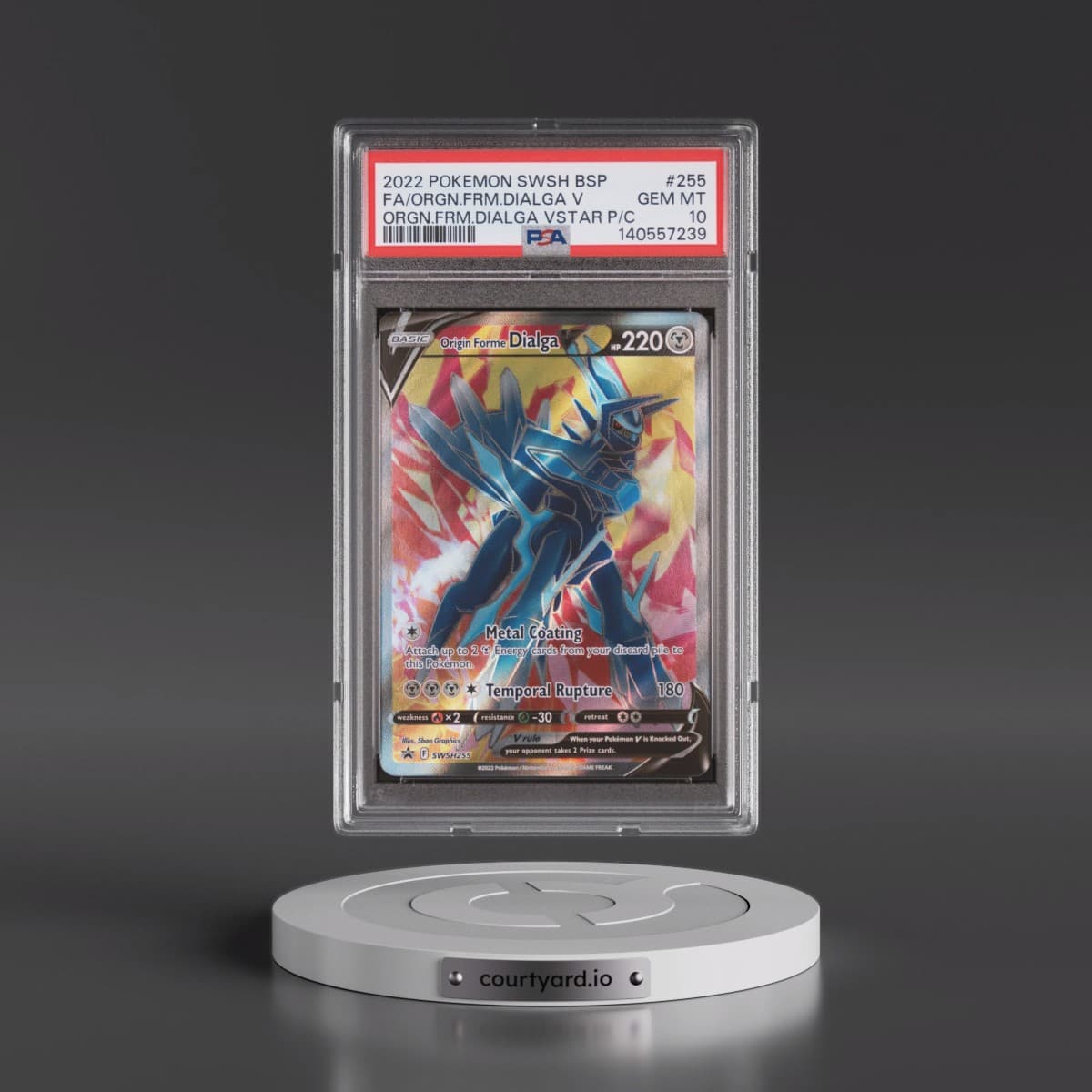 2022 Pokémon Swsh Black Star Promo #255 Origin Forme Dialga V - Holo Full Art Origin Forme Dialga Vstar Premium Collection (PSA 10 GEM MINT)