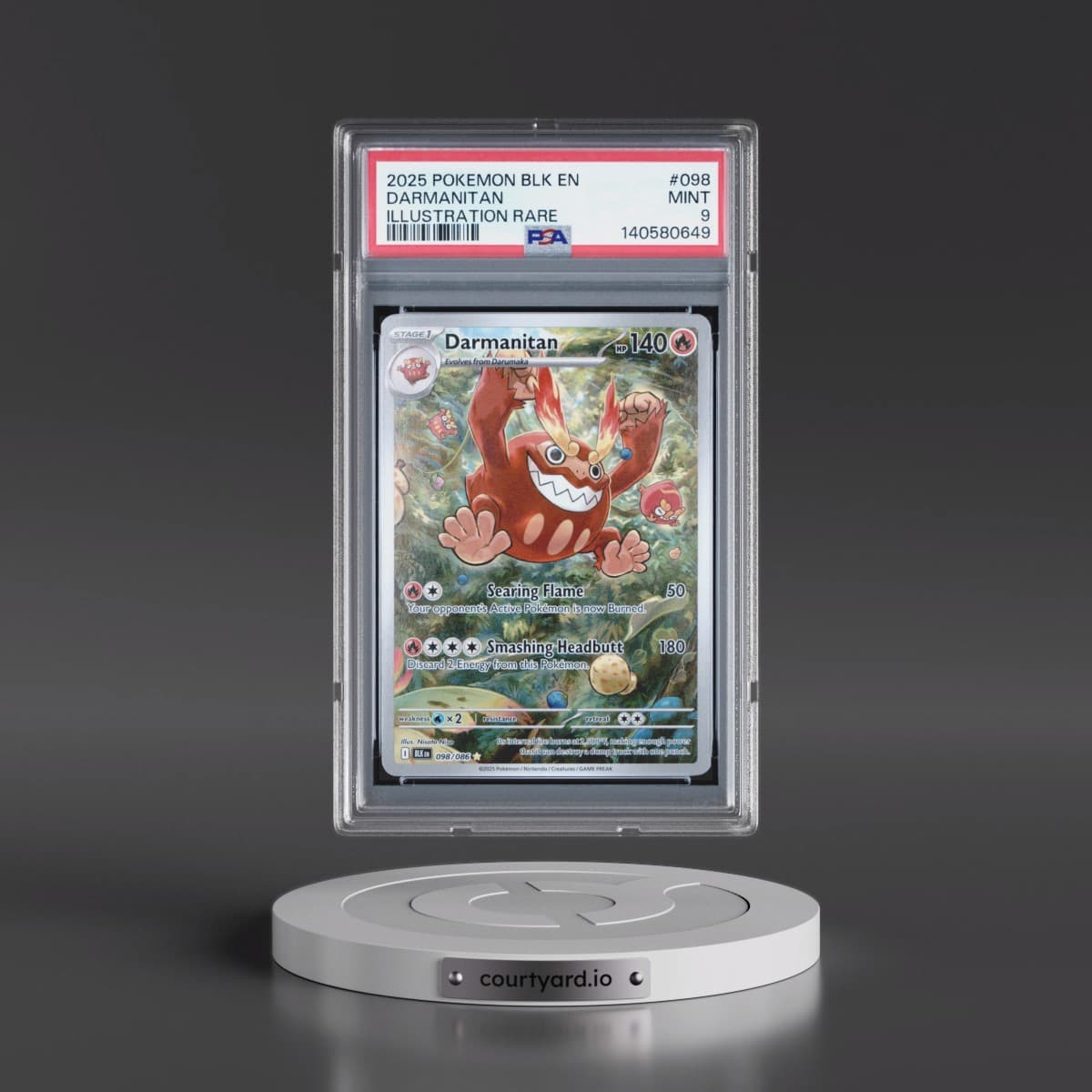 2025 Pokémon Blk EN-Black Bolt #098 Darmanitan - Illustration Rare (PSA 9 MINT)