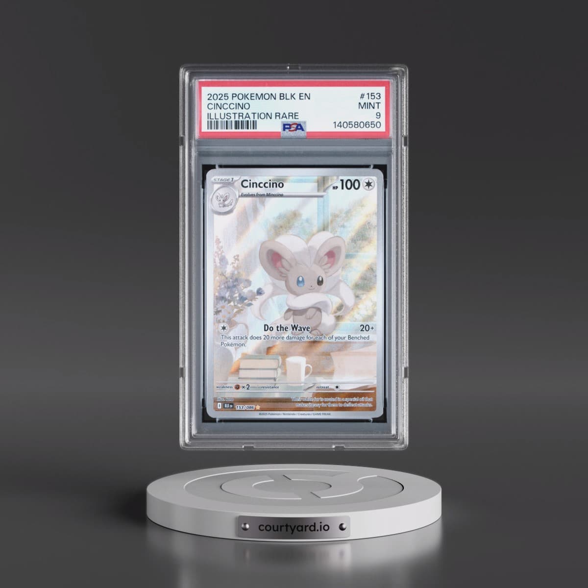 2025 Pokémon Blk EN-Black Bolt #153 Cinccino - Illustration Rare (PSA 9 MINT)