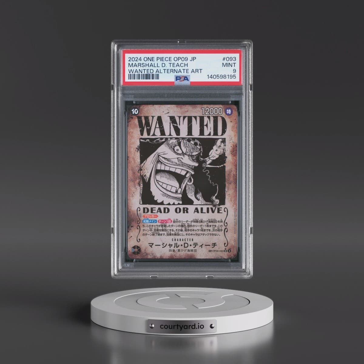 2024 One Piece Japanese OP09-Emperors in the New World #093 Marshall D. Teach - Wanted Alternate Art (PSA 9 MINT)