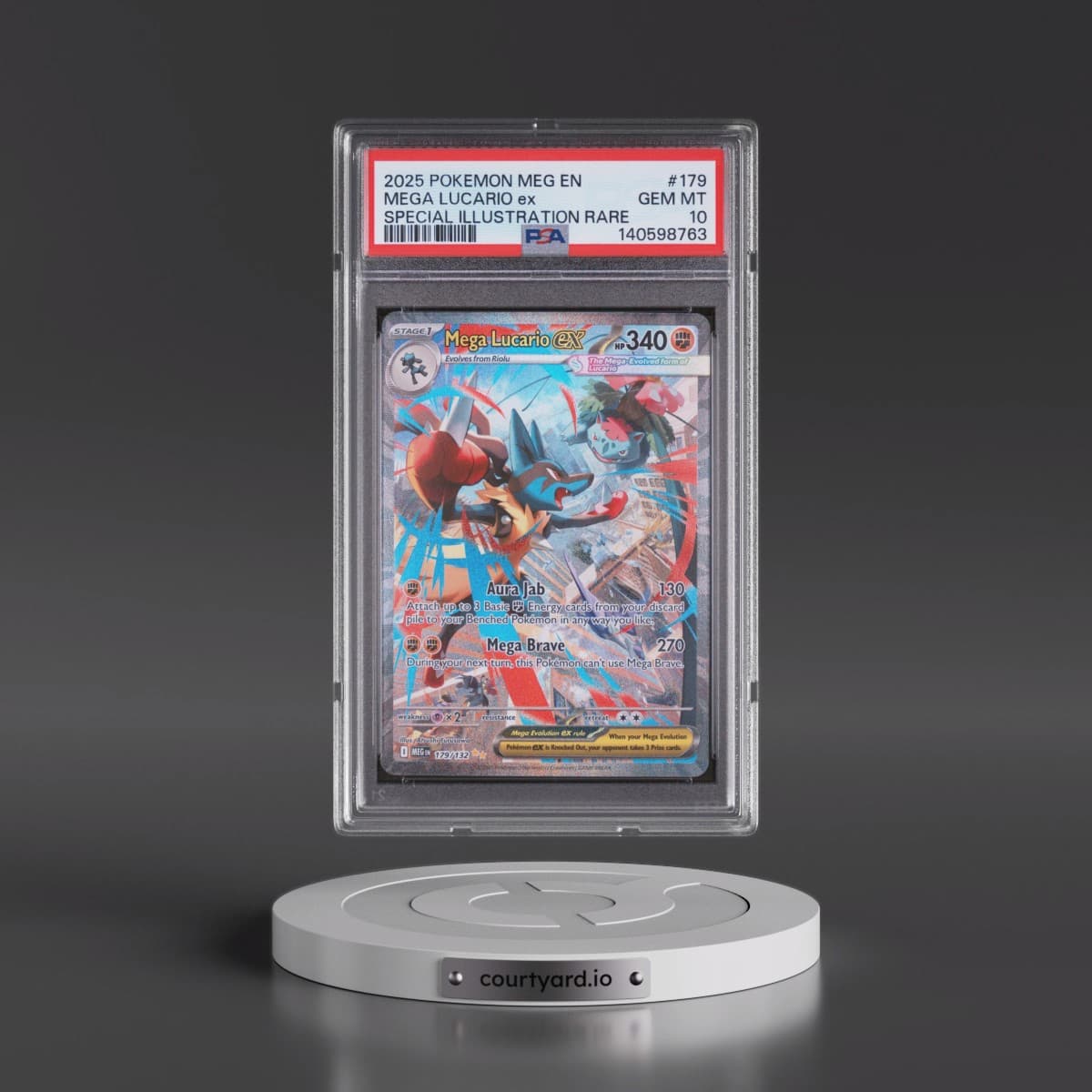 2025 Pokémon Meg EN-Mega Evolution #179 Mega Lucario EX - Holo Special Illustration Rare (PSA 10 GEM MINT)