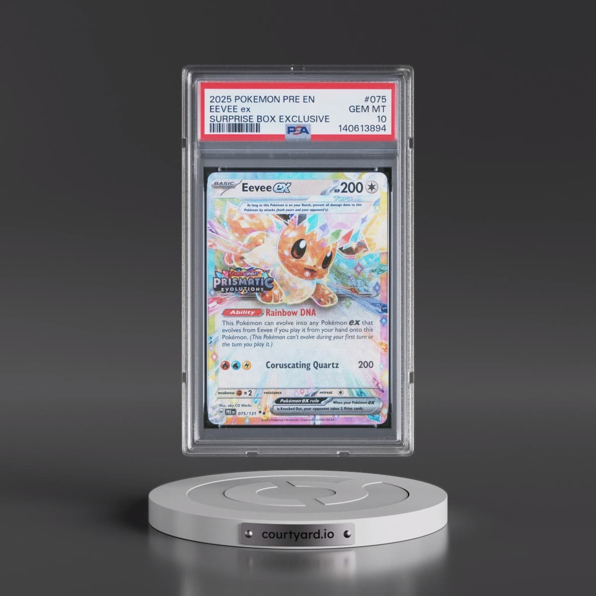 2025 Pokémon Pre EN-Prismatic Evolutions #075 Eevee EX - Holo Surprise Box Exclusive (PSA 10 GEM MINT)
