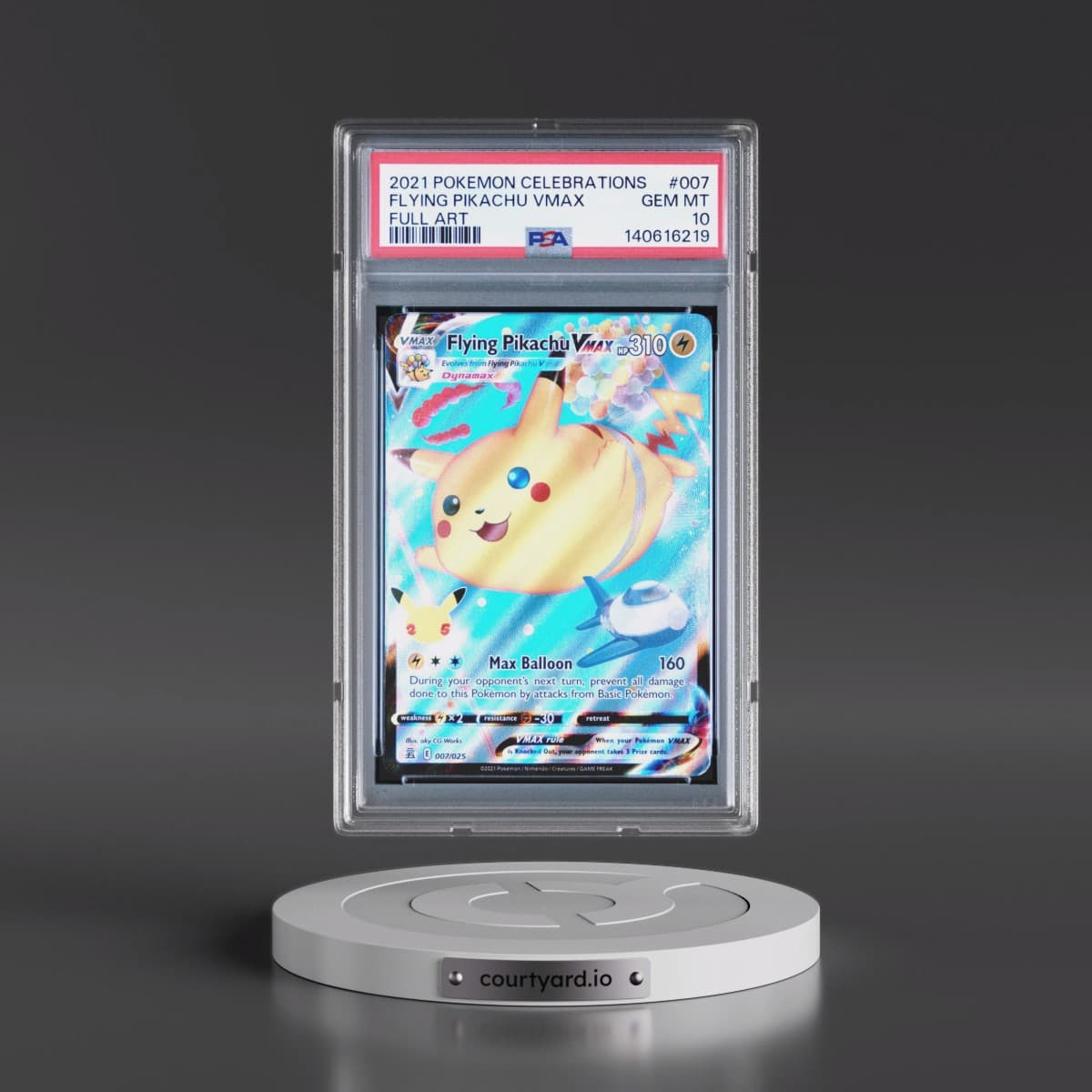 2021 Pokémon Celebrations #007 Flying Pikachu Vmax - Full Art (PSA 10 GEM MINT)