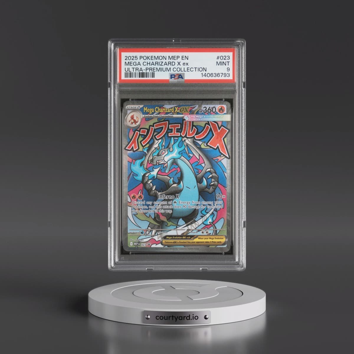 2025 Pokémon Mep EN-Me Black Star Promo #023 Mega Charizard X EX - Holo Mega Charizard X EX Ultra-Premium Collection (PSA 9 MINT)