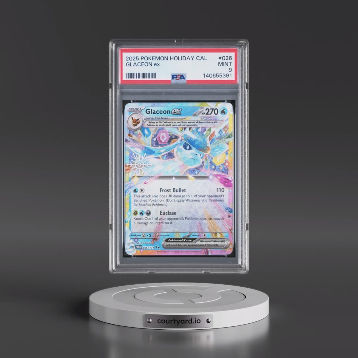 2025 Pokémon Holiday Calendar #026 Glaceon EX - Holo (PSA 9 MINT)