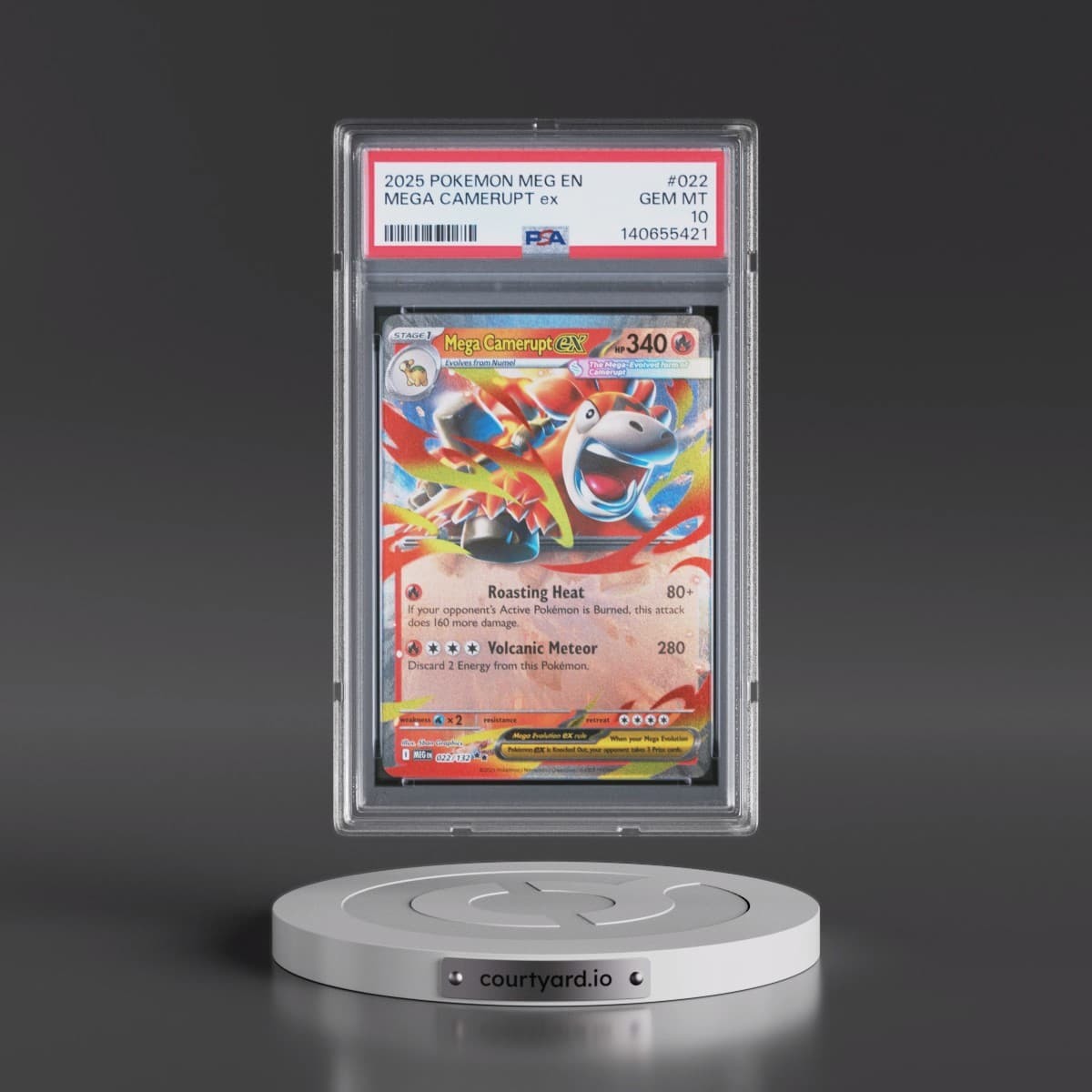 2025 Pokémon Meg EN-Mega Evolution #022 Mega Camerupt EX - Holo (PSA 10 GEM MINT)