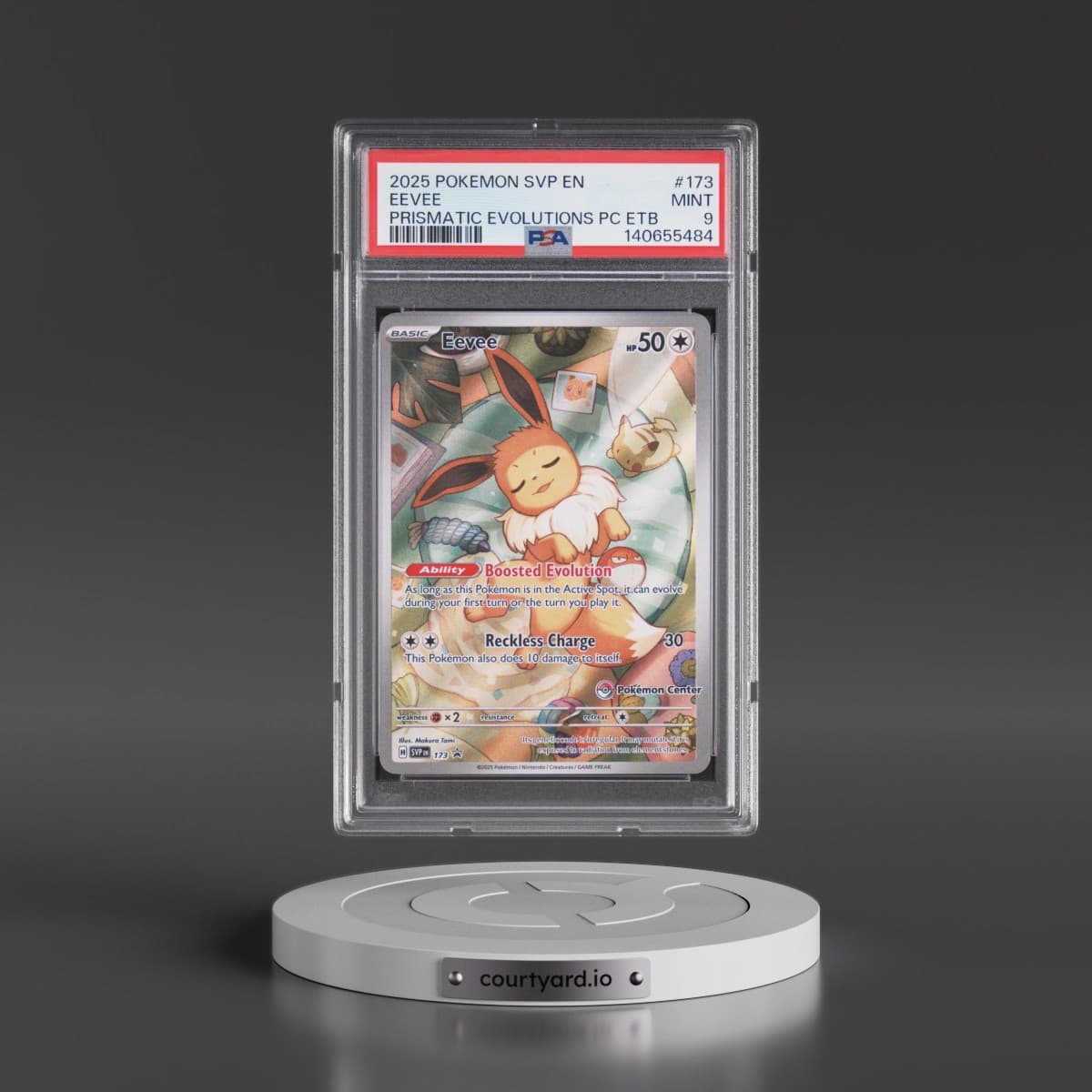 2025 Pokémon Svp EN-SV Black Star Promo #173 Eevee - Prismatic Evolutions Pokemon Center Elite Trainer Box (PSA 9 MINT)