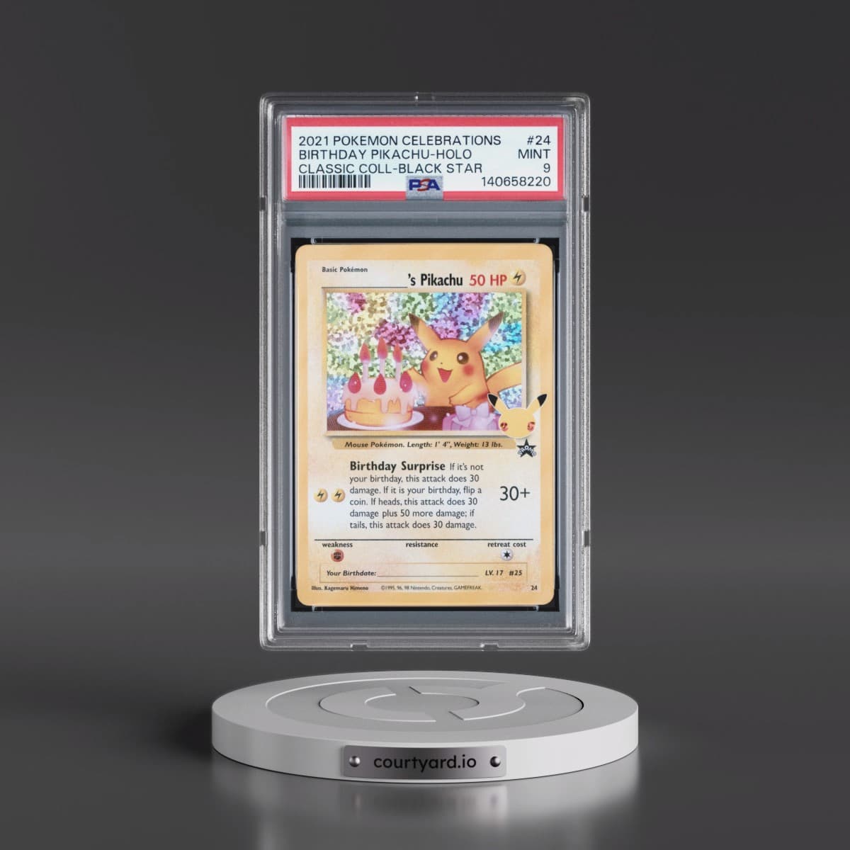 2021 Pokémon Celebrations Classic Collection #24 Birthday Pikachu - Holo (PSA 9 MINT)