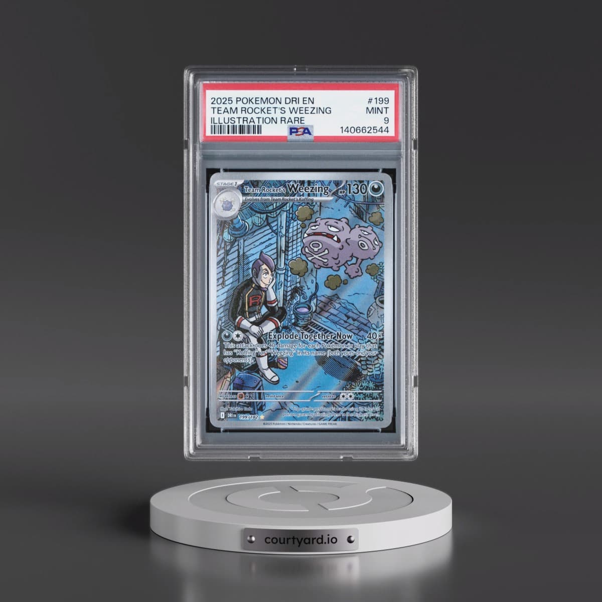 2025 Pokémon Dri EN-Destined Rivals #199 Team Rocket's Weezing - Illustration Rare (PSA 9 MINT)