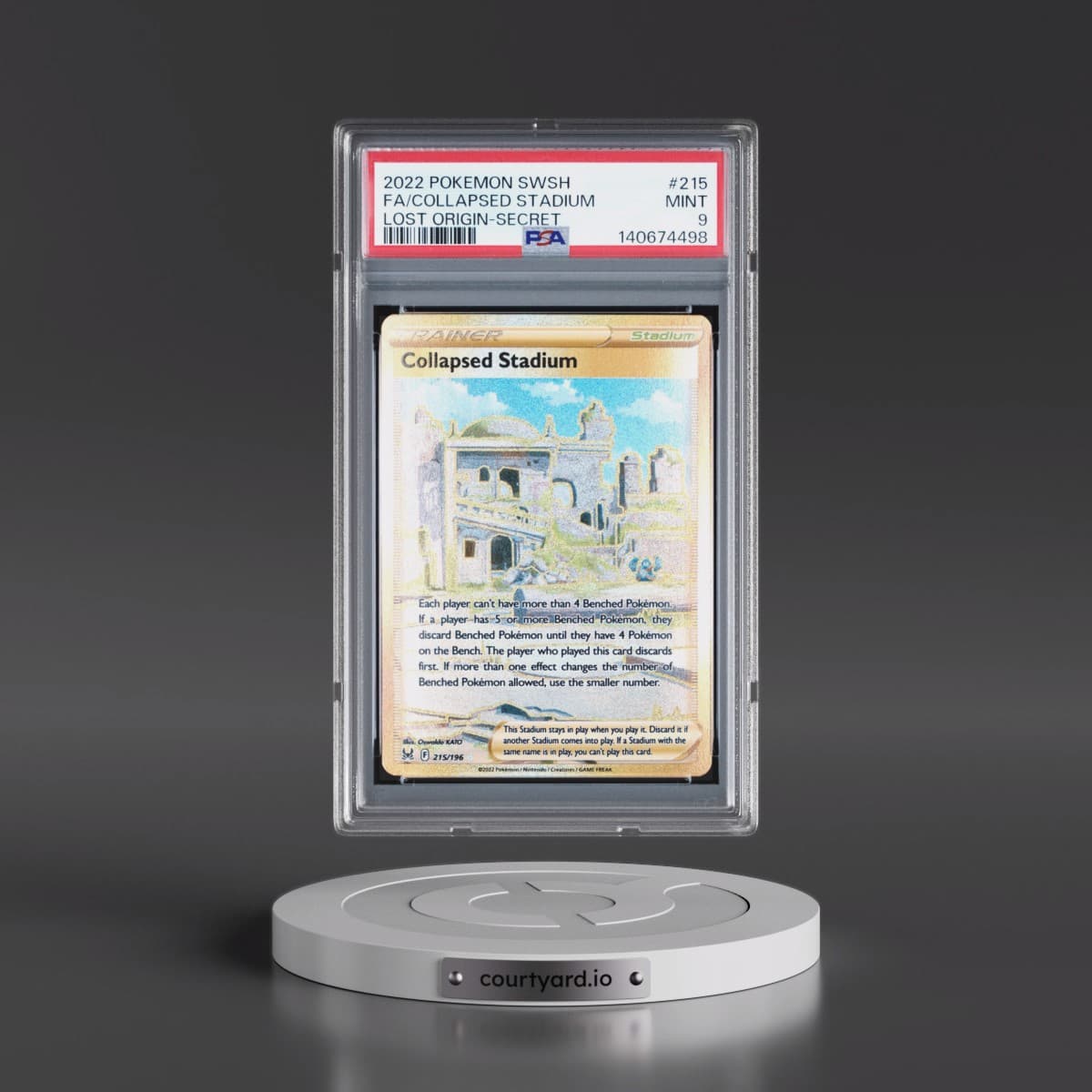 2022 Pokémon Sword & Shield Lost Origin #215 Collapsed Stadium - Full Art Secret (PSA 9 MINT)