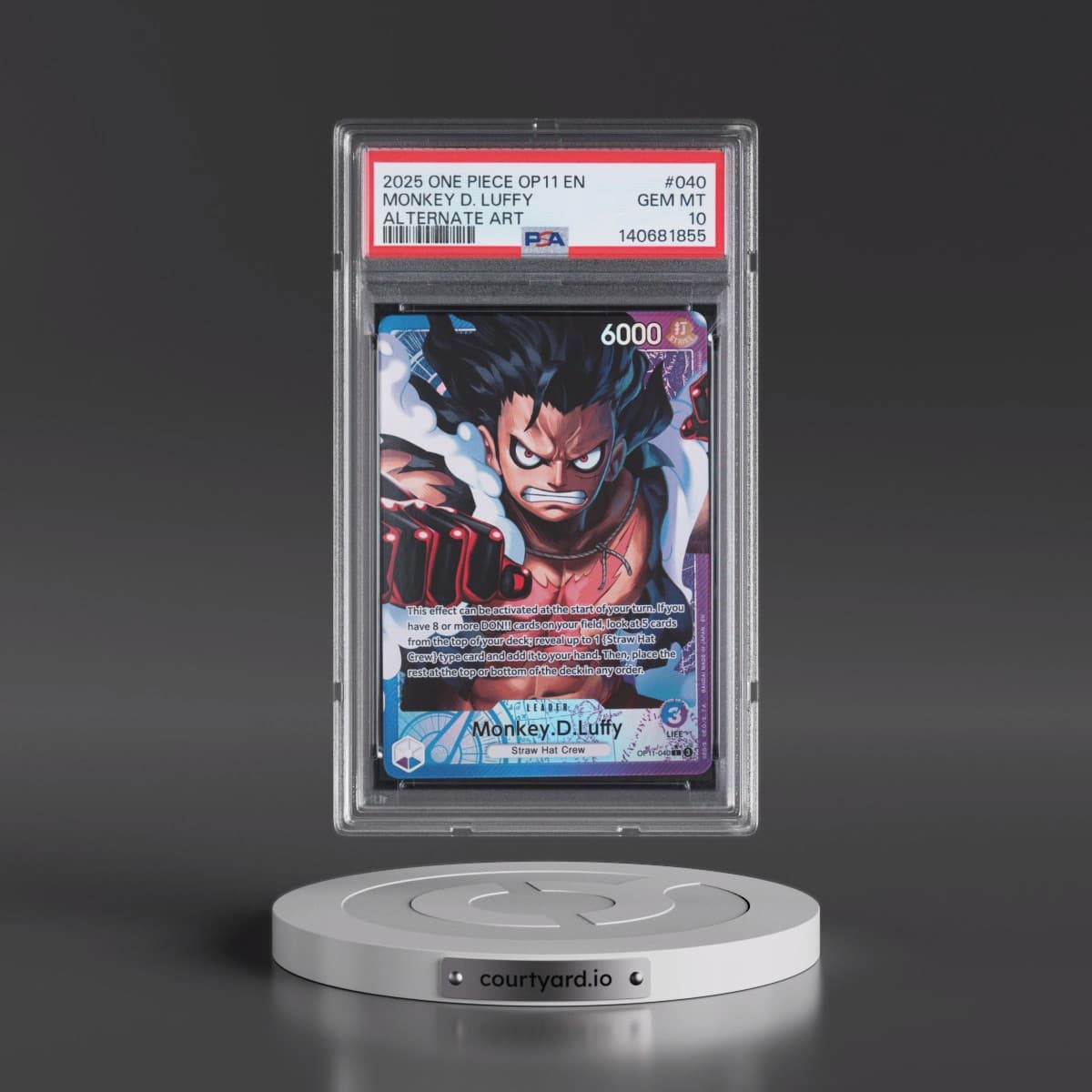 2025 One Piece OP11-A Fist of Divine Speed #040 Monkey D. Luffy - Alternate Art (PSA 10 GEM MINT)
