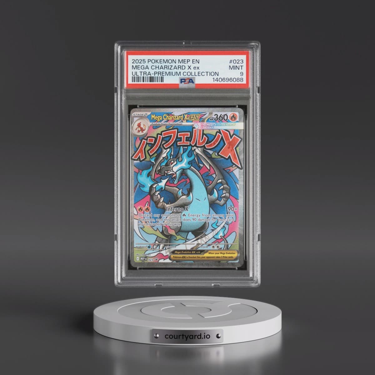 2025 Pokémon Mep EN-Me Black Star Promo #023 Mega Charizard X EX - Holo Mega Charizard X EX Ultra-Premium Collection (PSA 9 MINT)