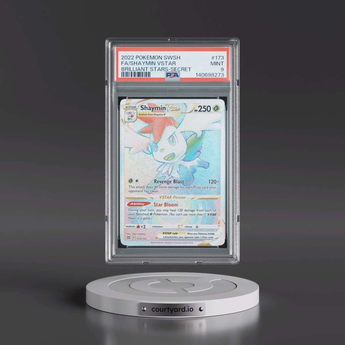 2022 Pokémon Sword & Shield Brilliant Stars #173 Shaymin Vstar - Full Art Secret (PSA 9 MINT)