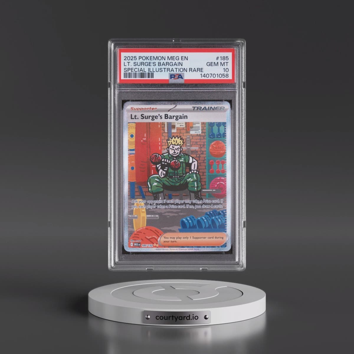 2025 Pokémon Meg EN-Mega Evolution #185 LT. Surge's Bargain - Special Illustration Rare (PSA 10 GEM MINT)