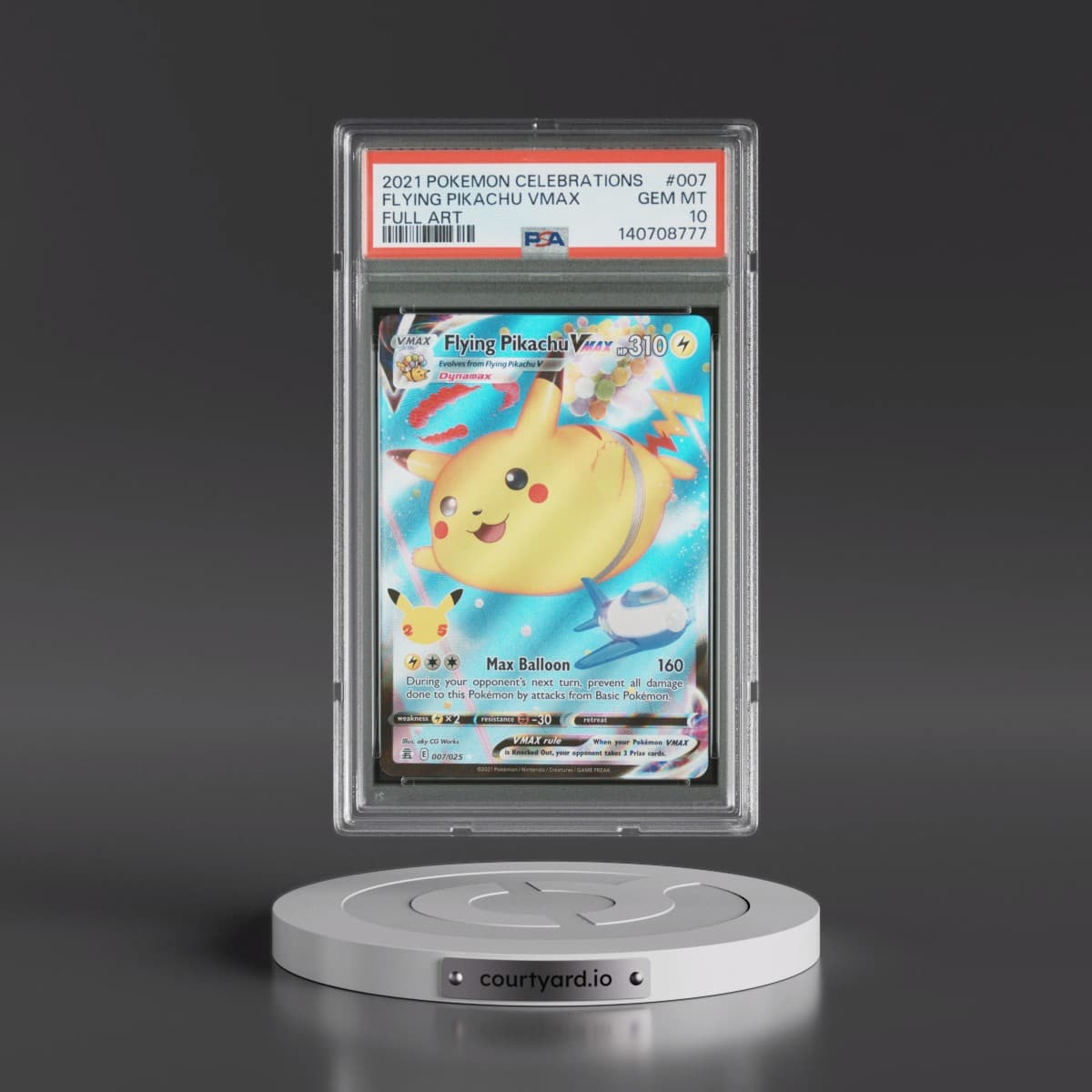 2021 Pokémon Celebrations #007 Flying Pikachu Vmax - Full Art (PSA 10 GEM MINT)