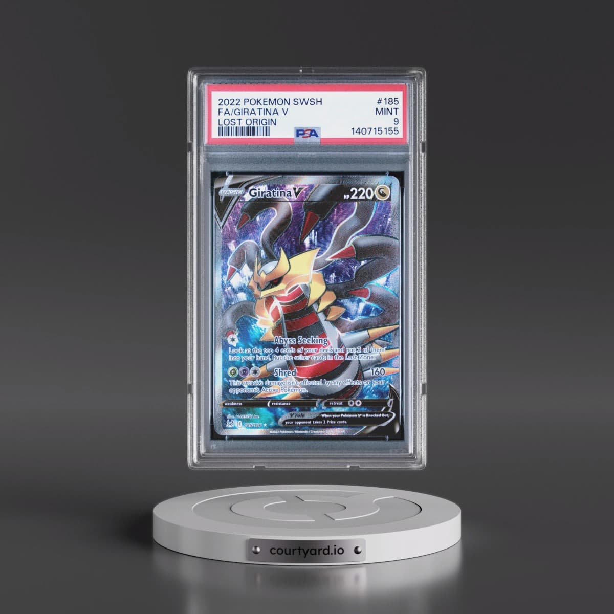 2022 Pokémon Sword & Shield Lost Origin #185 Giratina V - Holo Full Art (PSA 9 MINT)