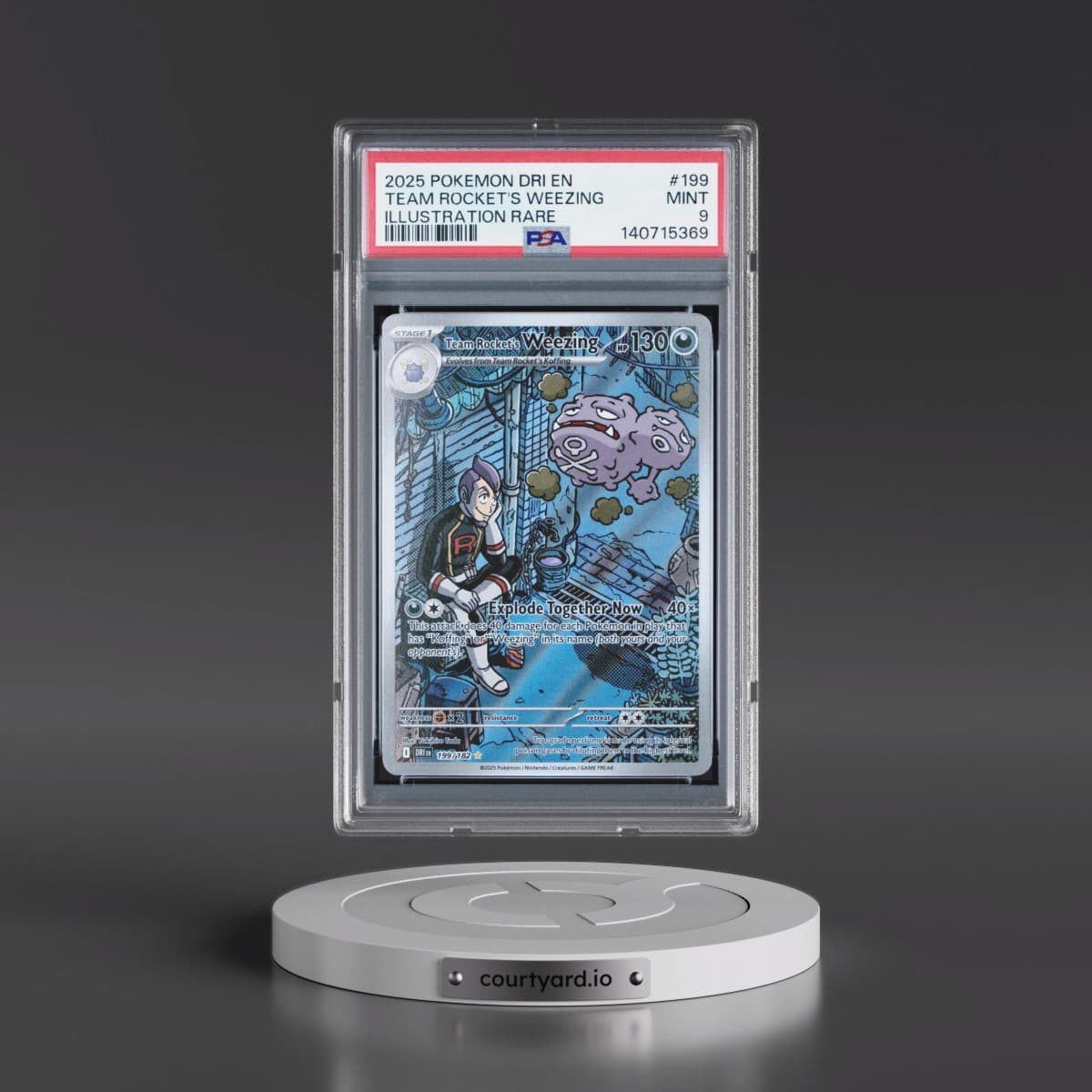 2025 Pokémon Dri EN-Destined Rivals #199 Team Rocket's Weezing - Illustration Rare (PSA 9 MINT)