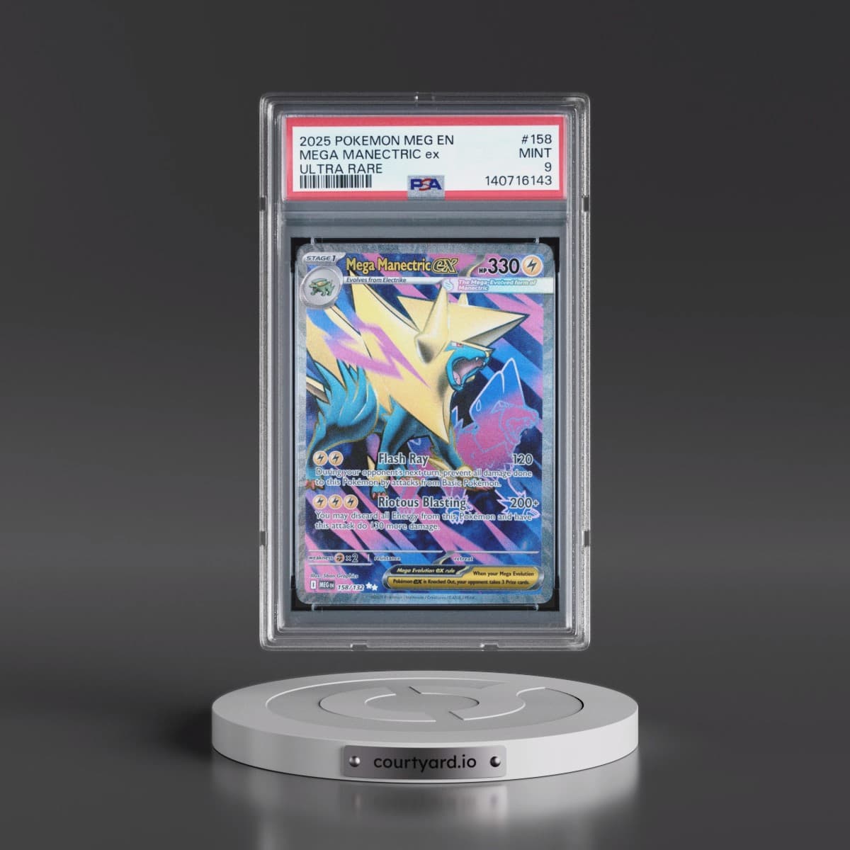 2025 Pokémon Meg EN-Mega Evolution #158 Mega Manectric EX - Holo Ultra Rare (PSA 9 MINT)