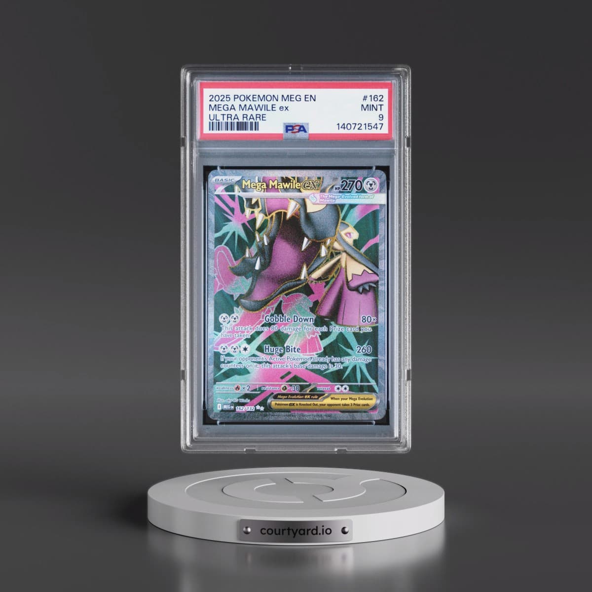 2025 Pokémon Meg EN-Mega Evolution #162 Mega Mawile EX - Holo Ultra Rare (PSA 9 MINT)